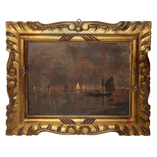 Paride  Pozzato - Marina with boats