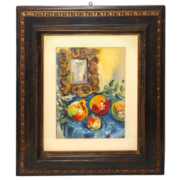 Antonio  Conte - Natura morta di frutti con specchio