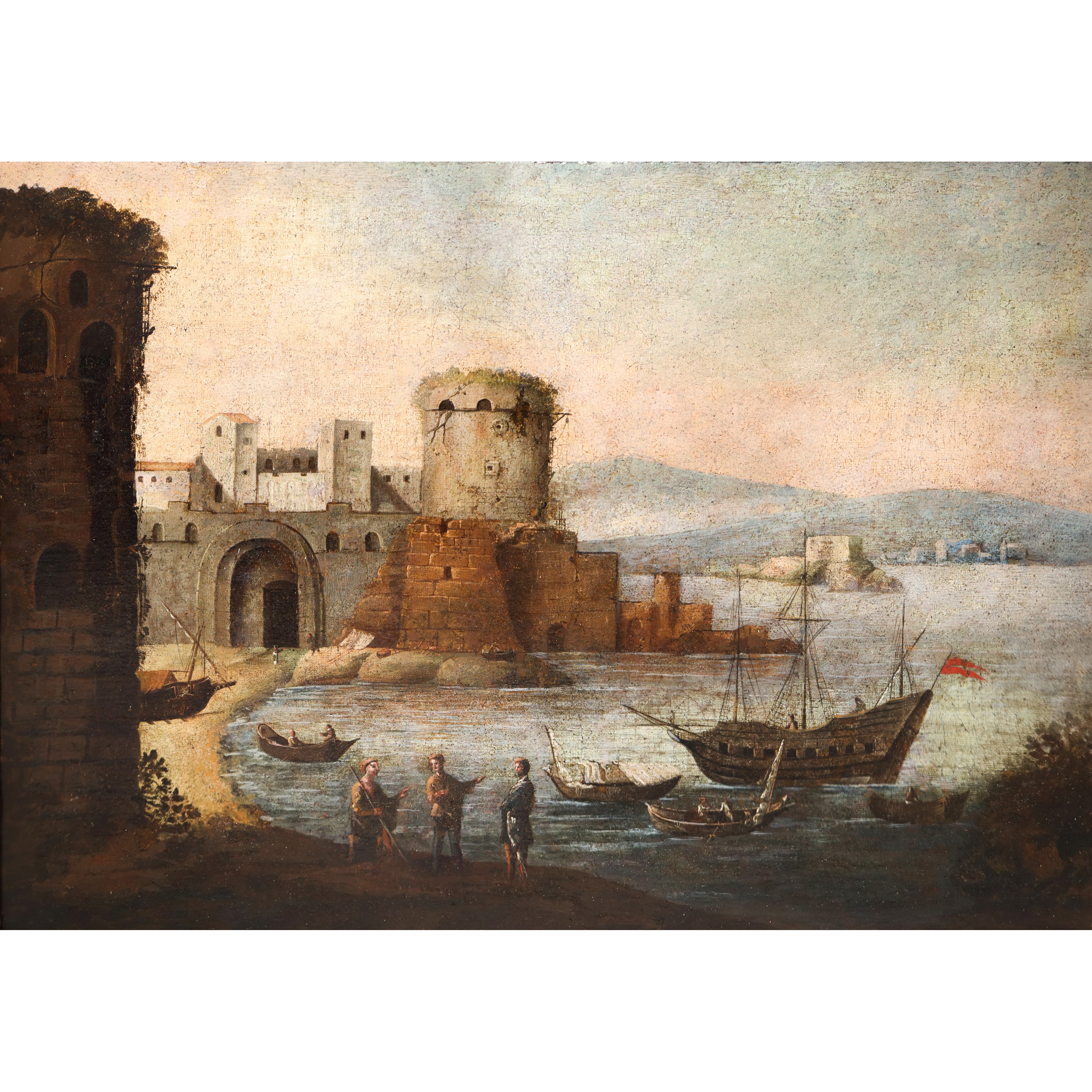 Paesaggio Portuale con Fortificazione e Torre