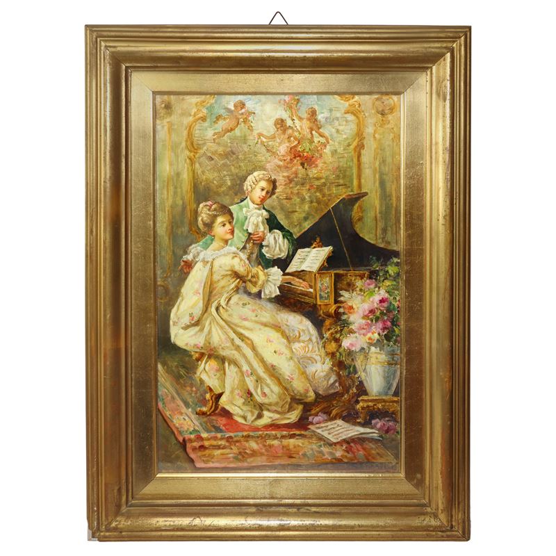 Scena galante con dama al piano