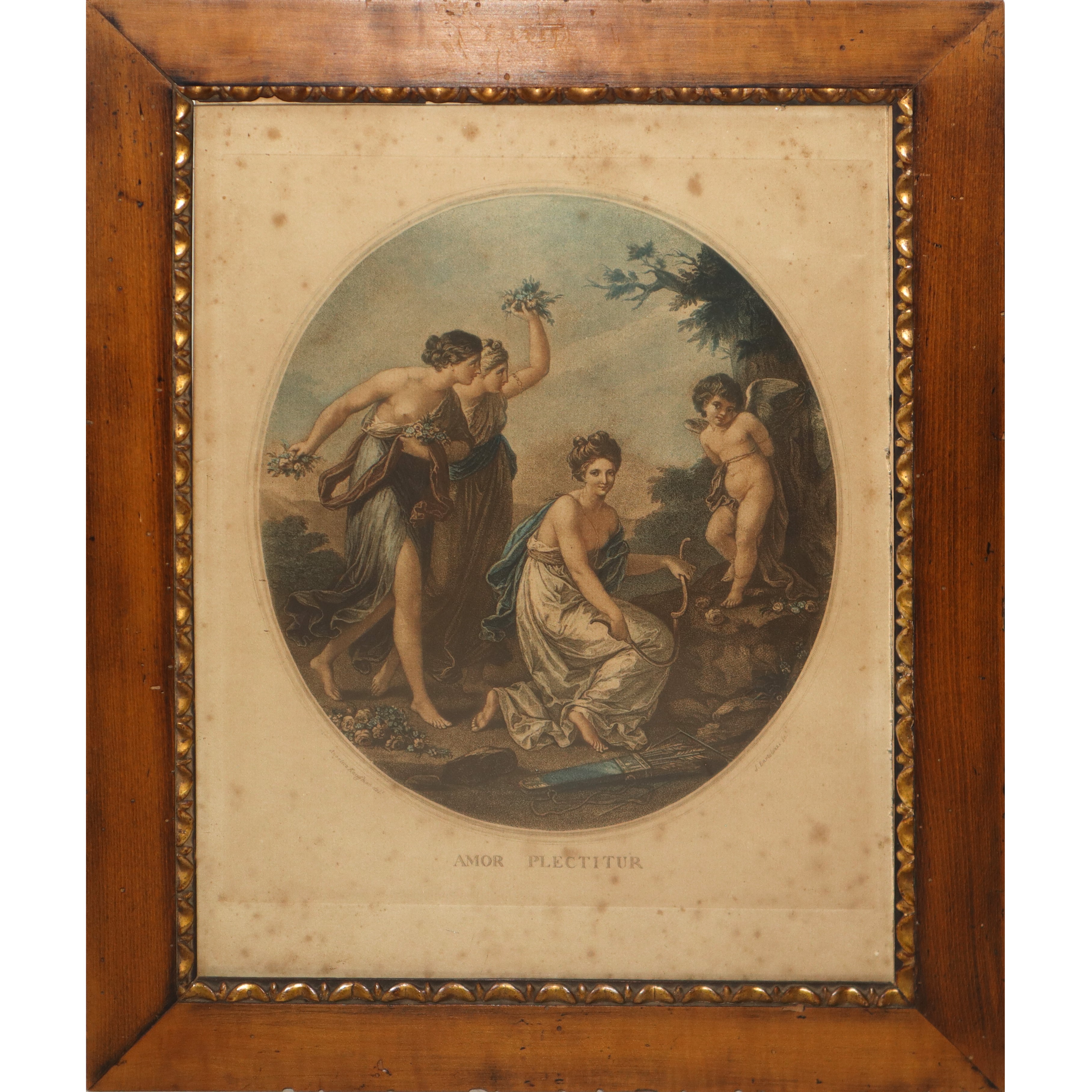 Coppia di Stampe Policrome Raffiguranti Scene Mitologiche