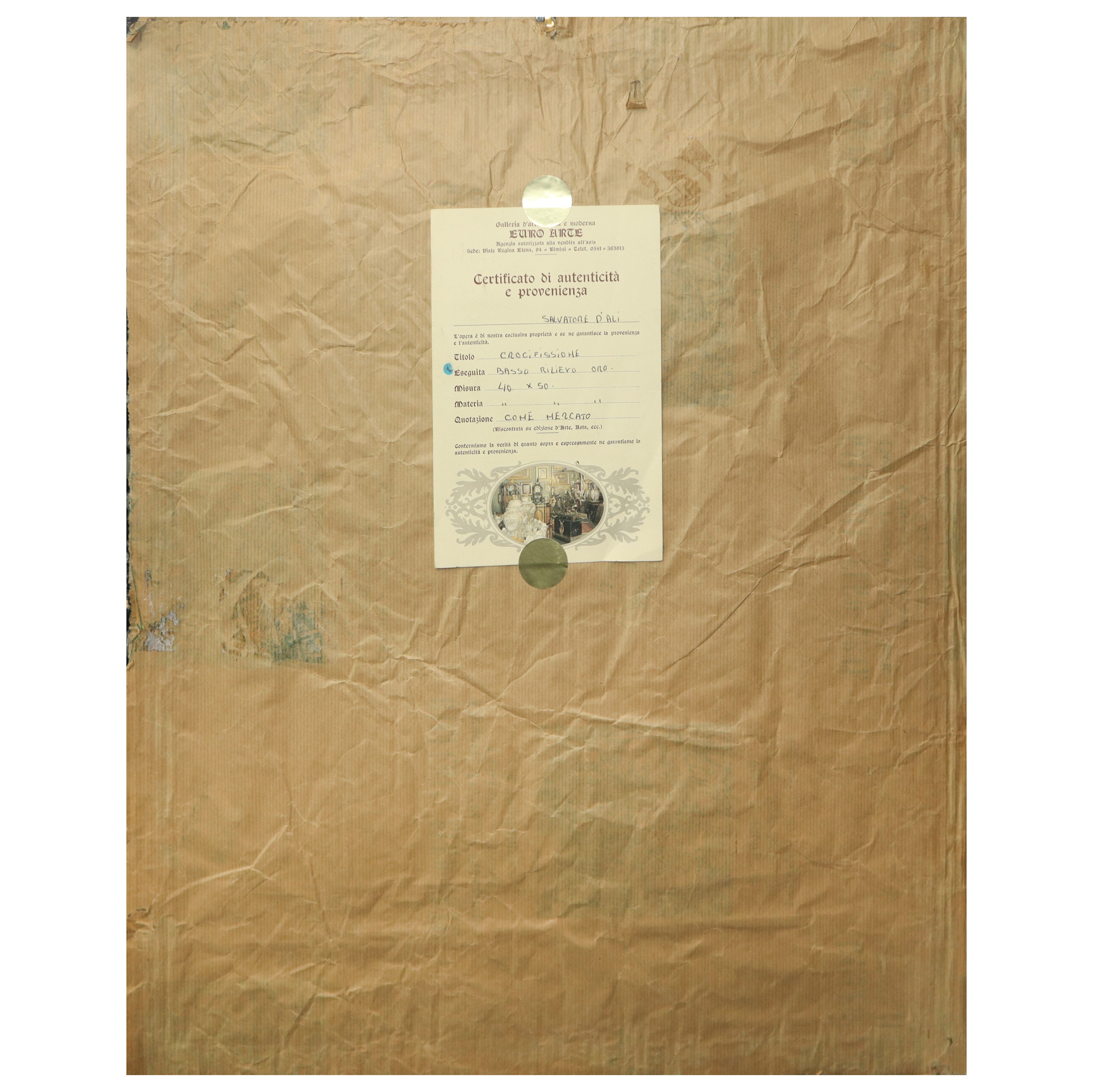 Corpus Hypercubus, bassorilievo su lamina oro