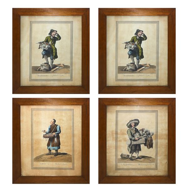 N°4 Stampe policrome raffiguranti arti e mestieri