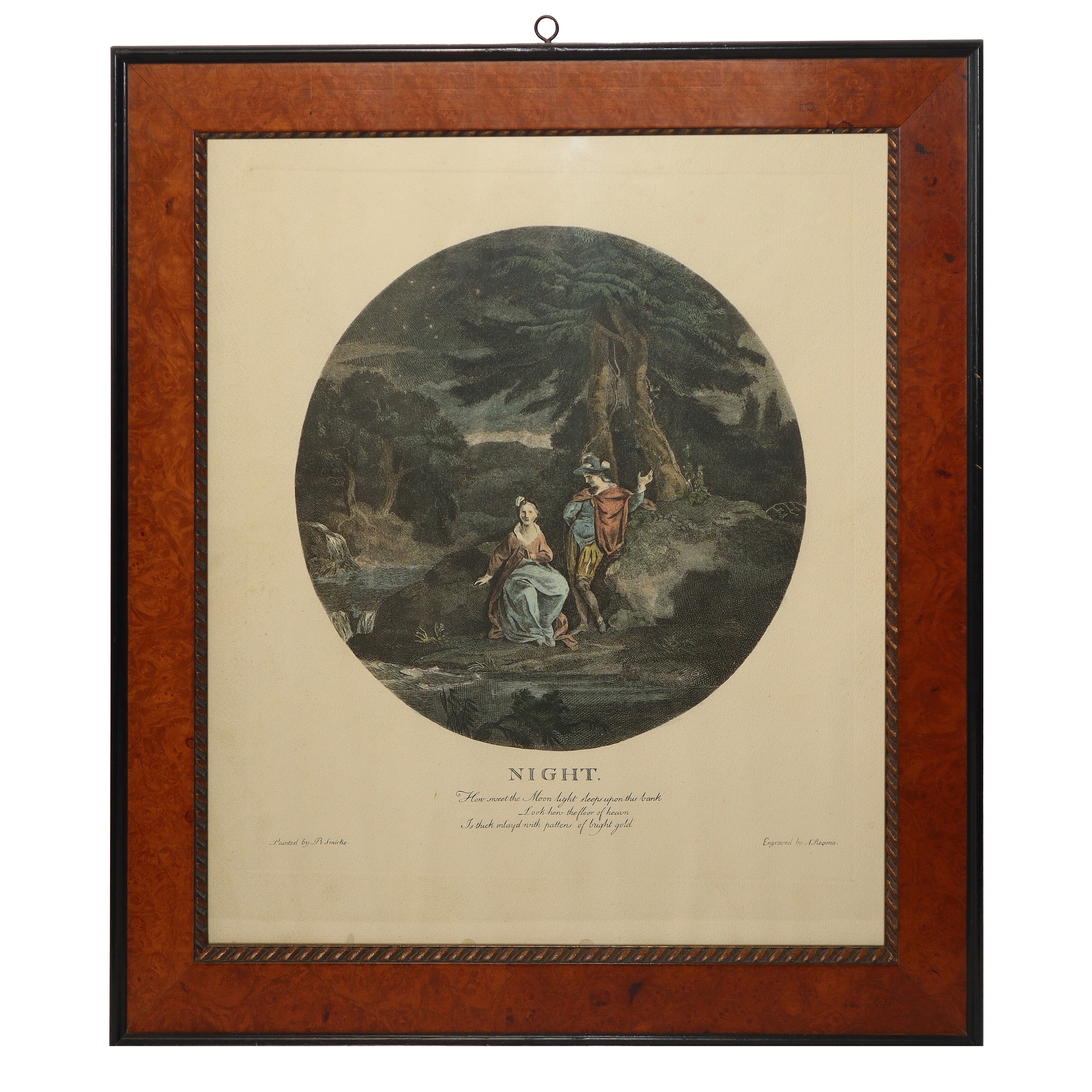 Stampe policrome, N°4 raffigurazioni delle fasi del giorno in cornice