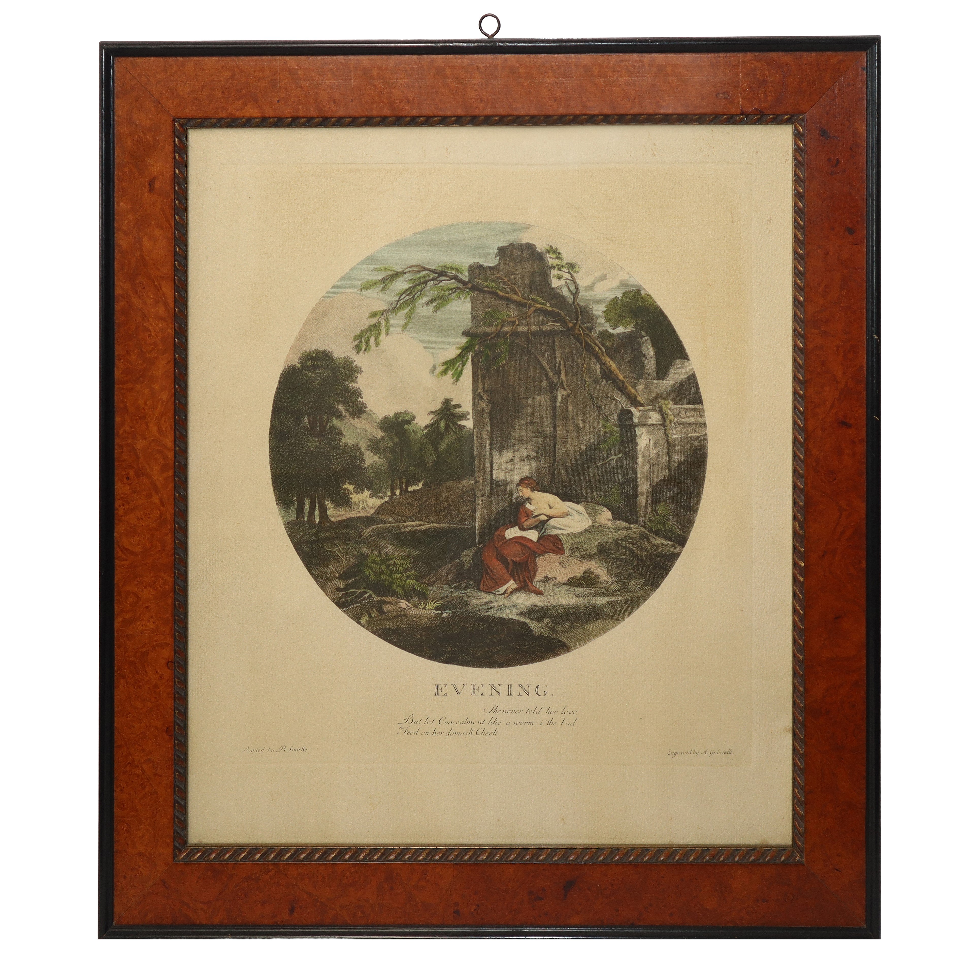 Stampe policrome, N°4 raffigurazioni delle fasi del giorno in cornice