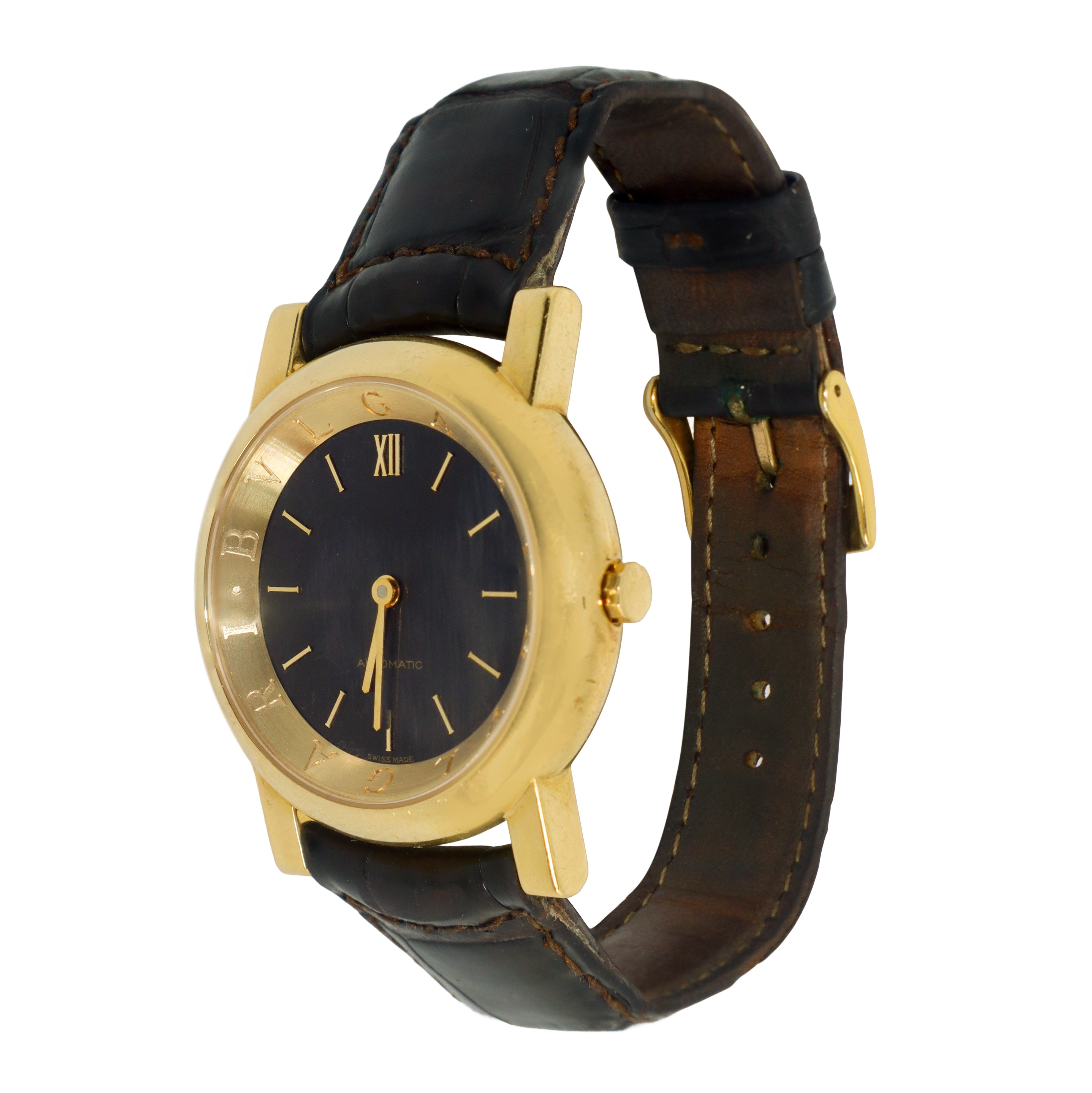 Orologio Bulgari Anfiteatro con cassa in oro giallo e cinturino in pelle marrone