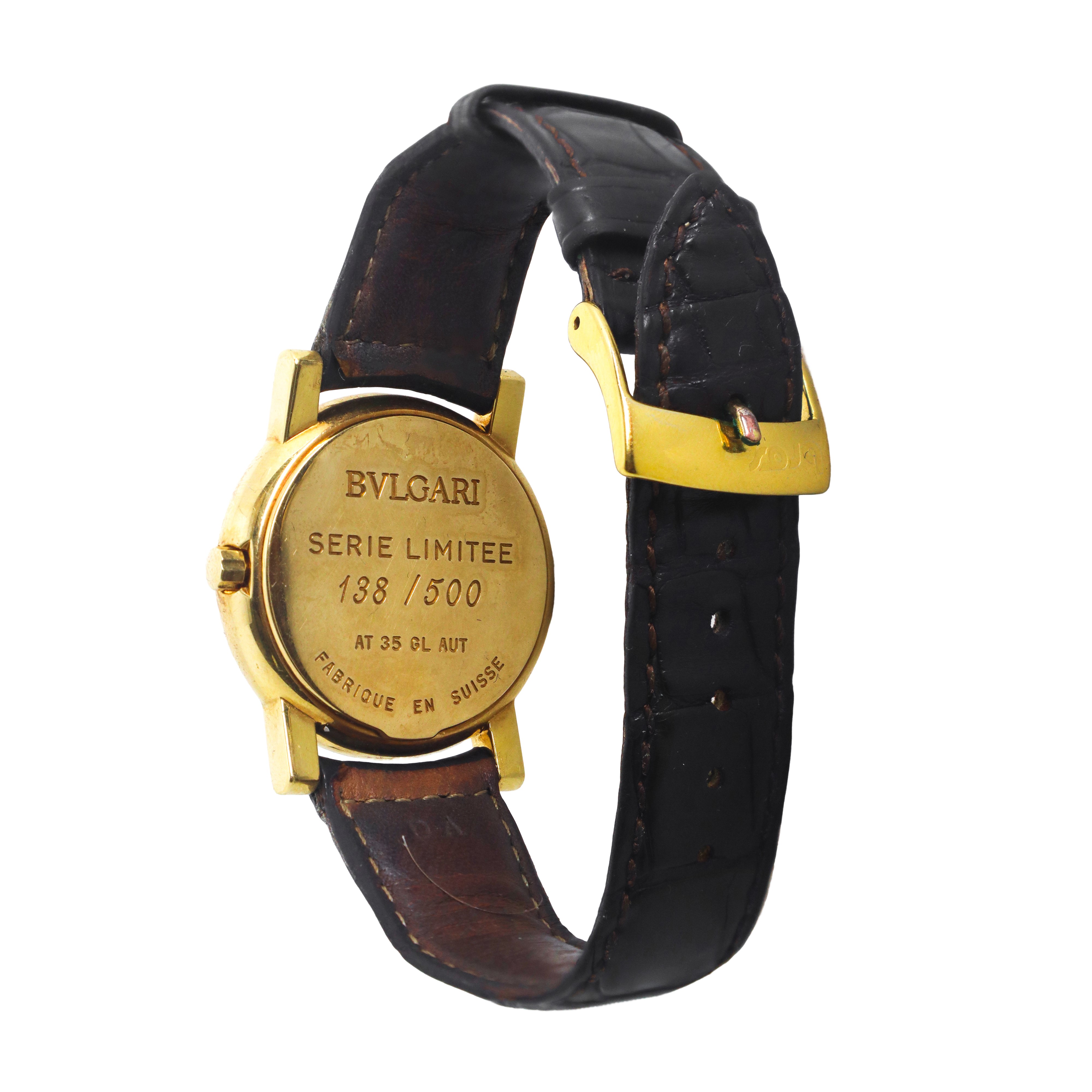 Orologio Bulgari Anfiteatro con cassa in oro giallo e cinturino in pelle marrone
