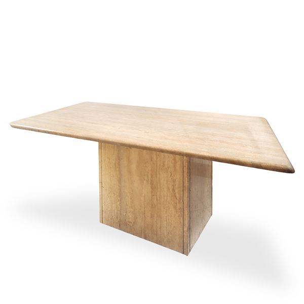 White travertine marble table