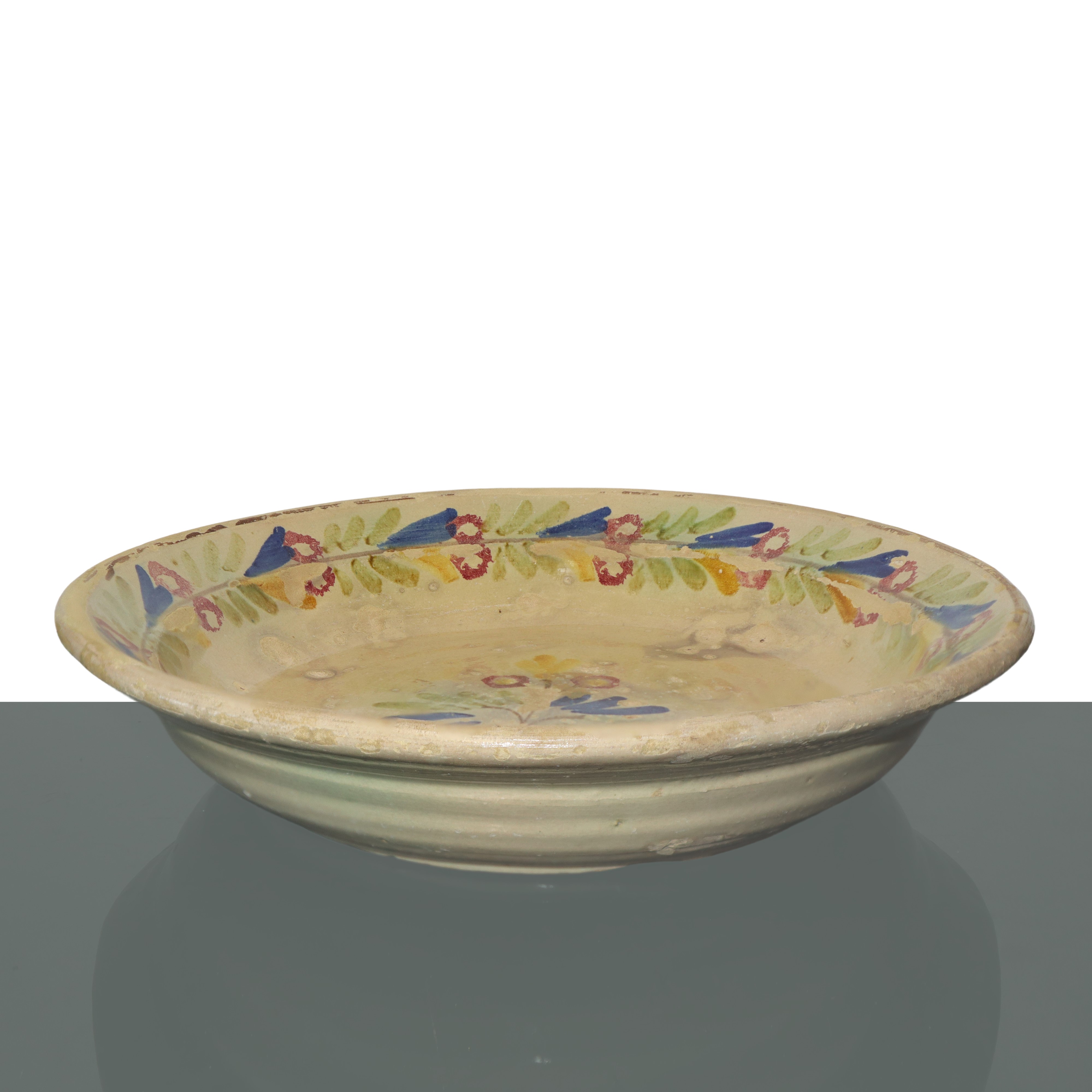 Piatto in maiolica di Caltagirone invetriato policromo