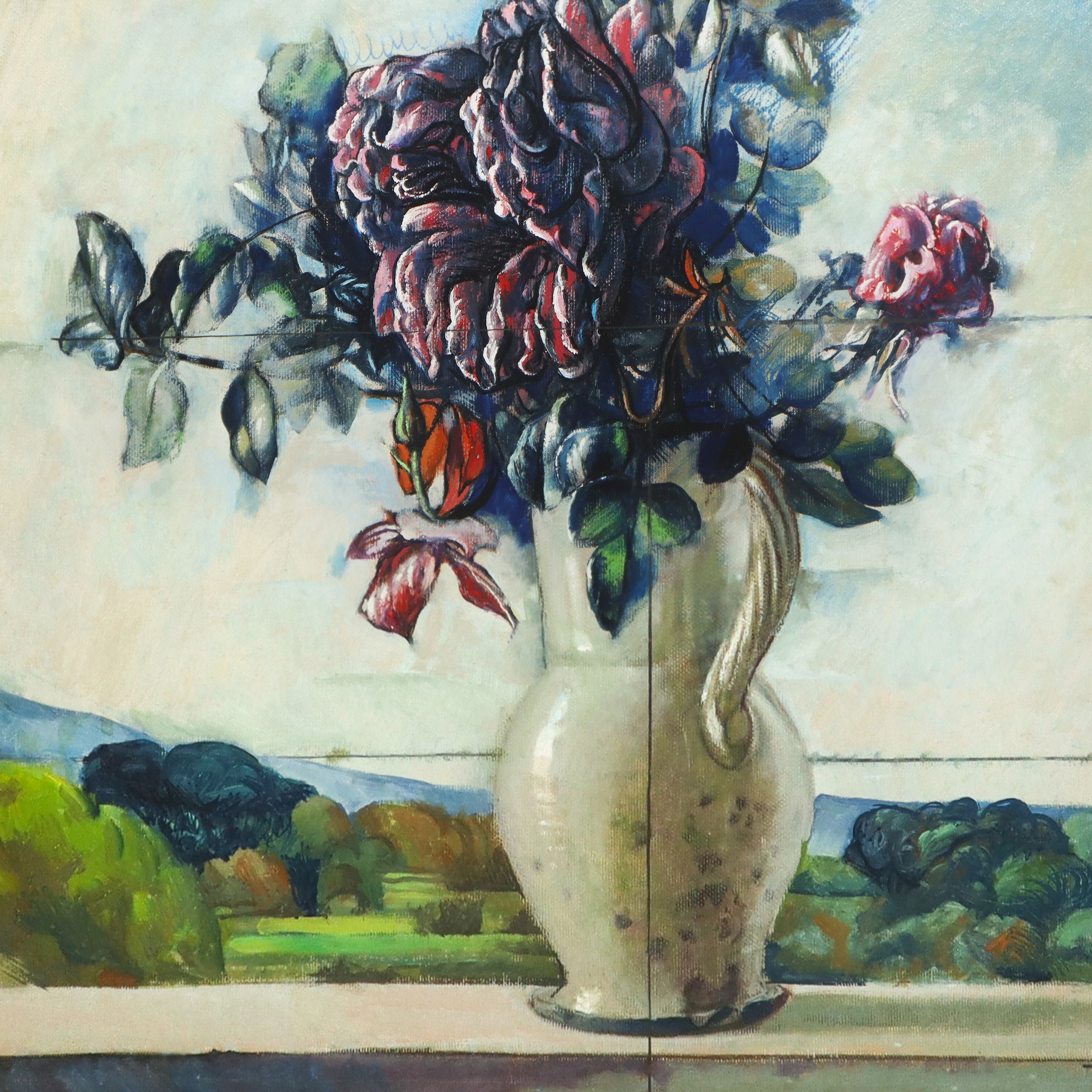 Saro Tricomi - Vaso di fiori, olio su tela, 1989