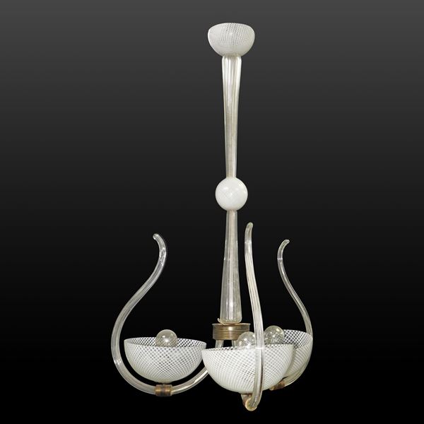 Chandelier with filigree Murano glass cups