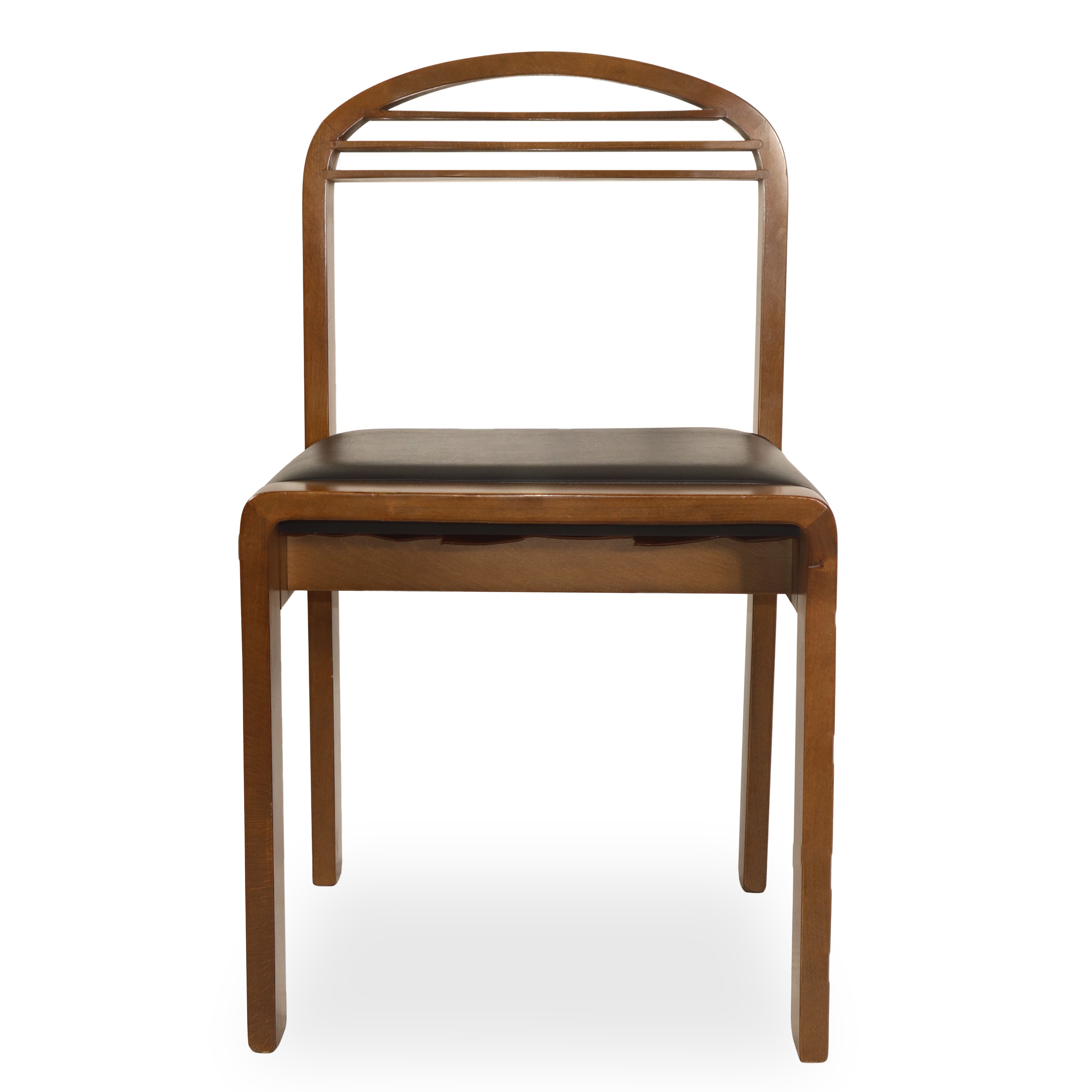 N°6 sedie in legno con seduta in pelle nera