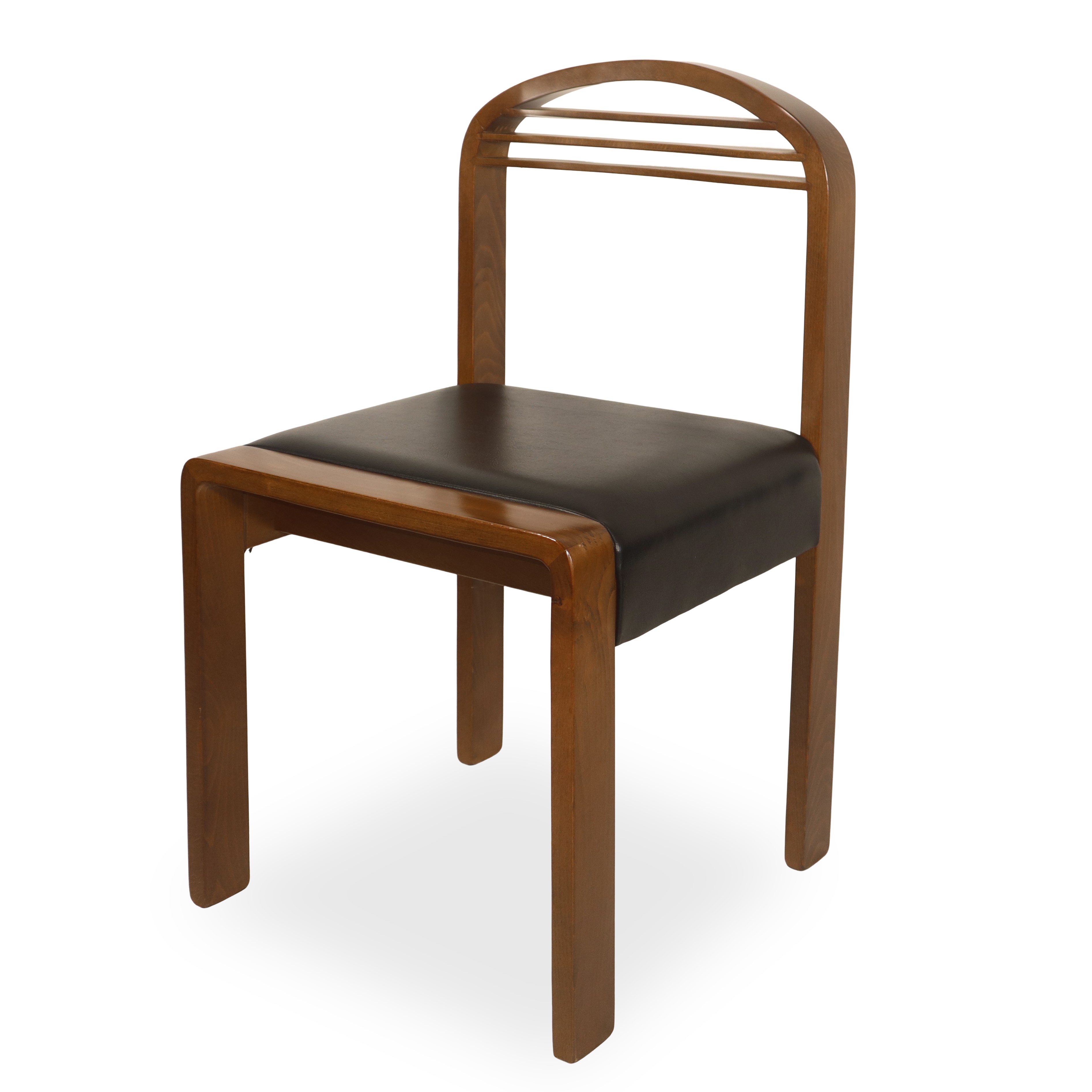 N°6 sedie in legno con seduta in pelle nera