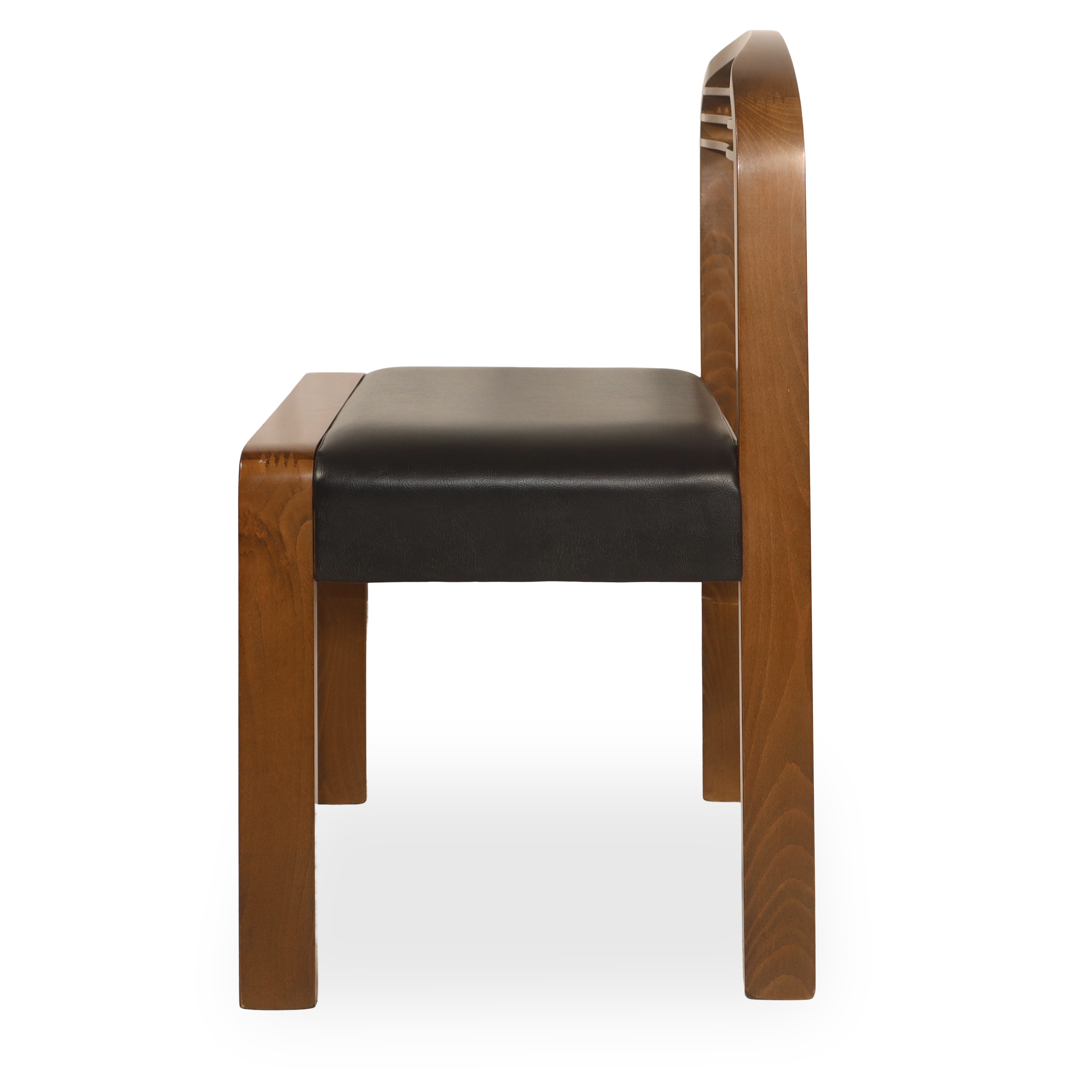 N°6 sedie in legno con seduta in pelle nera