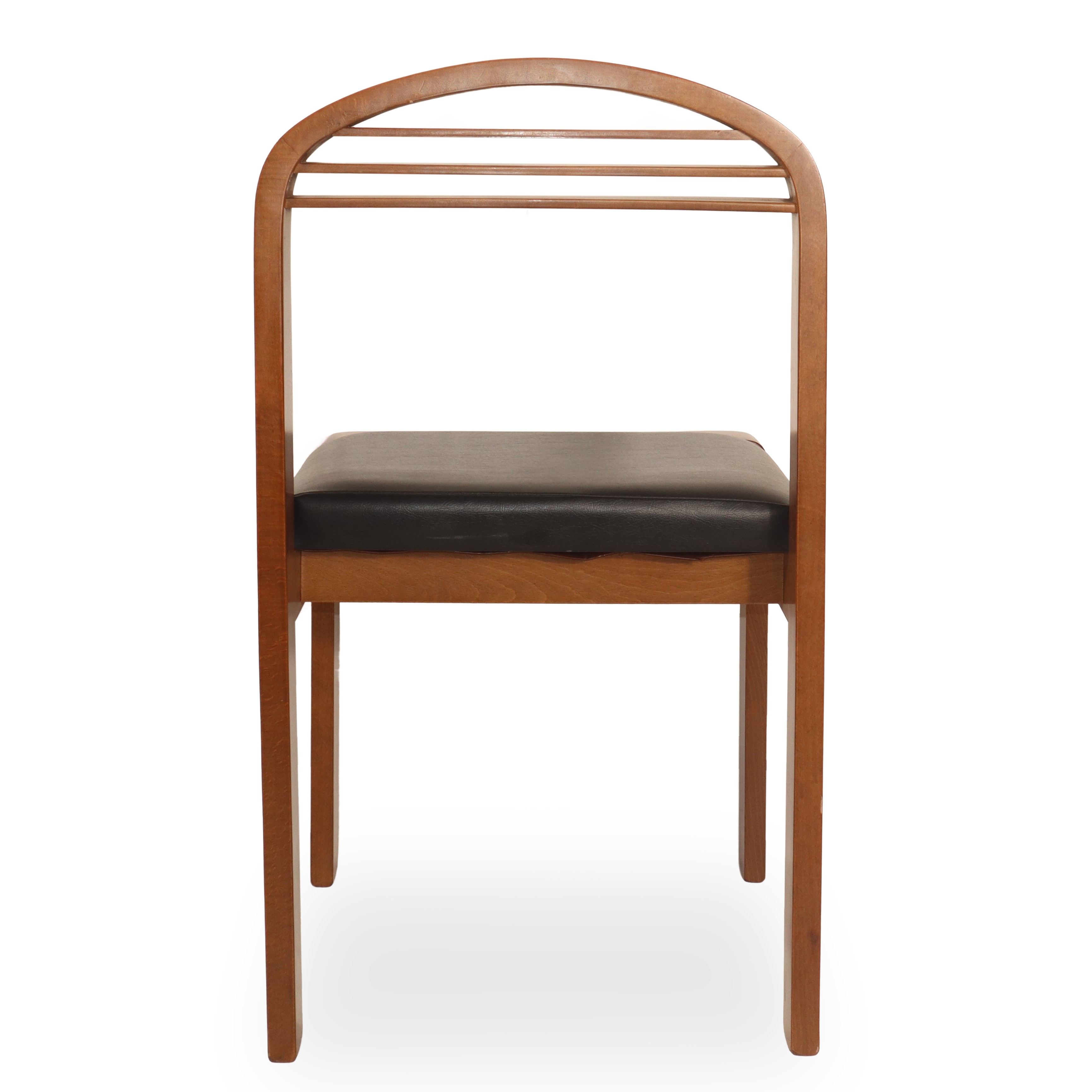 N°6 sedie in legno con seduta in pelle nera