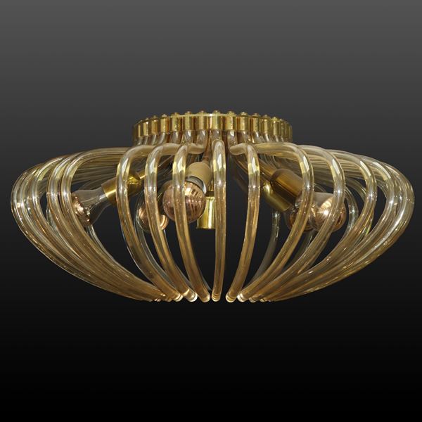 Lampadario  in vetro di Murano champagne