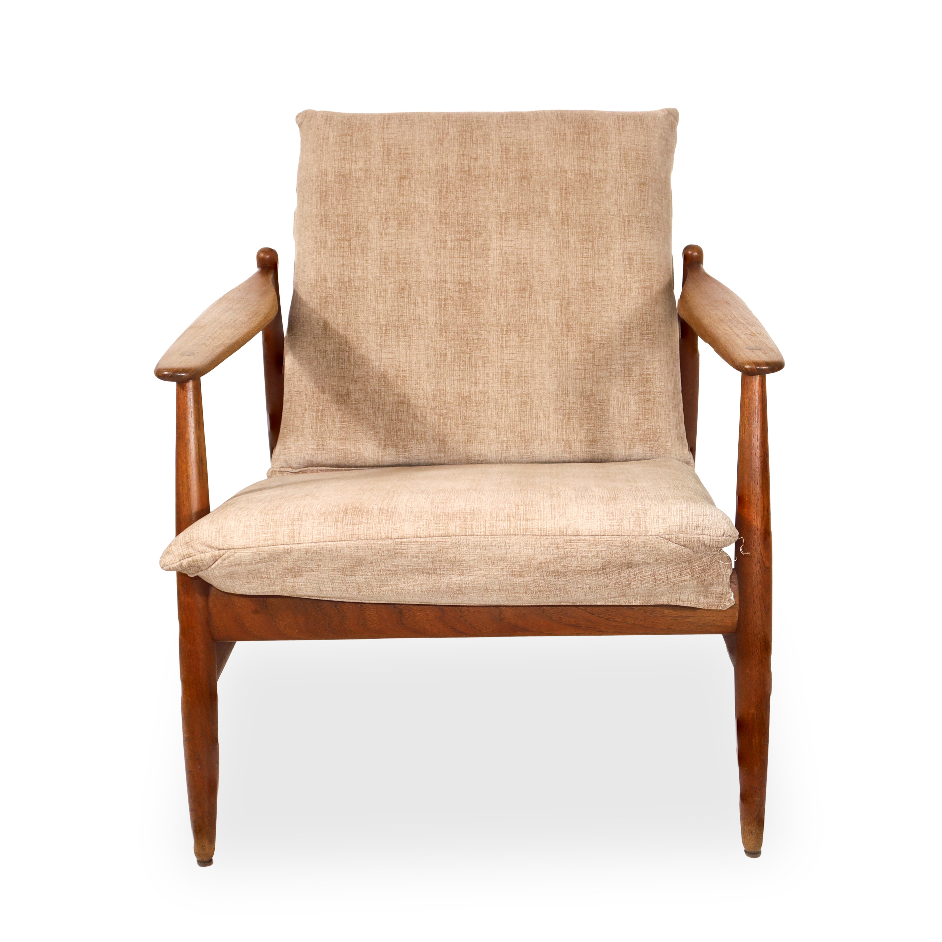 Coppia di poltrone danesi in lana e teak