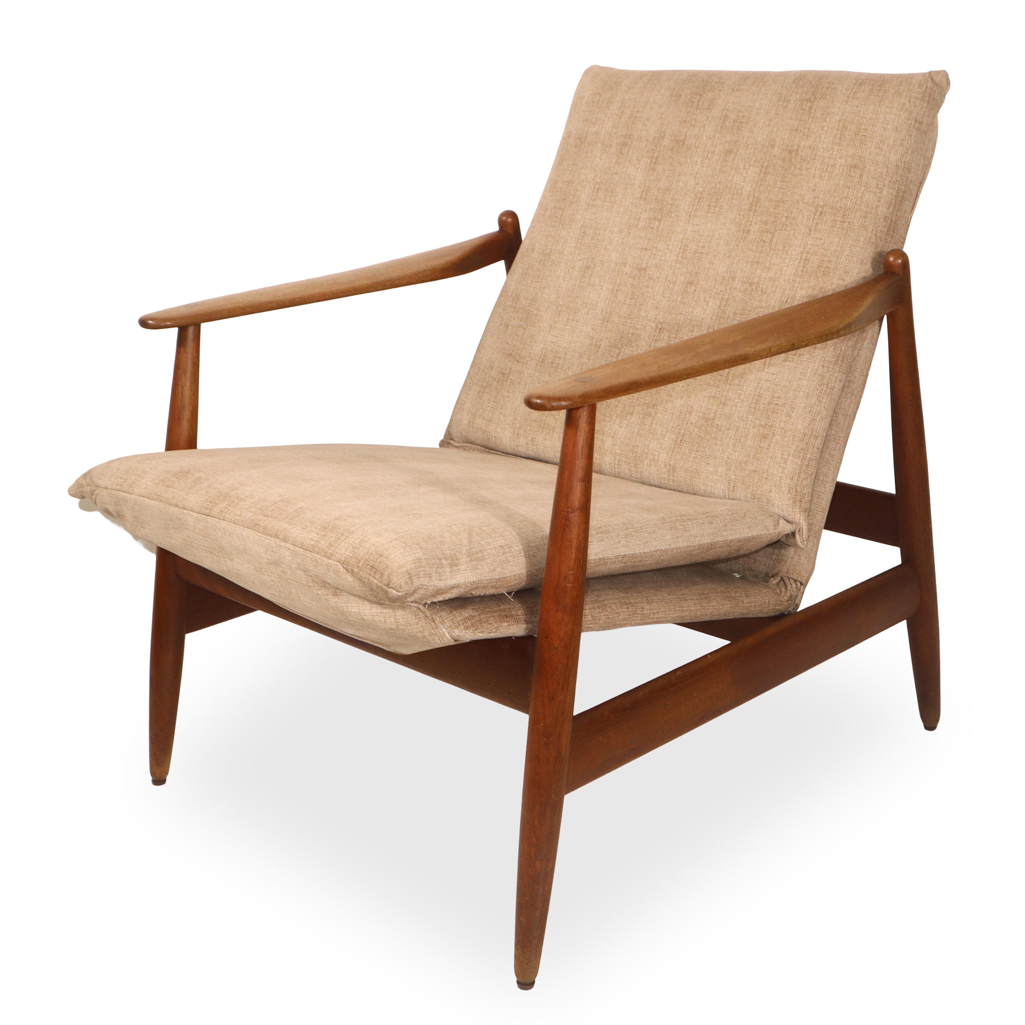 Coppia di poltrone danesi in lana e teak