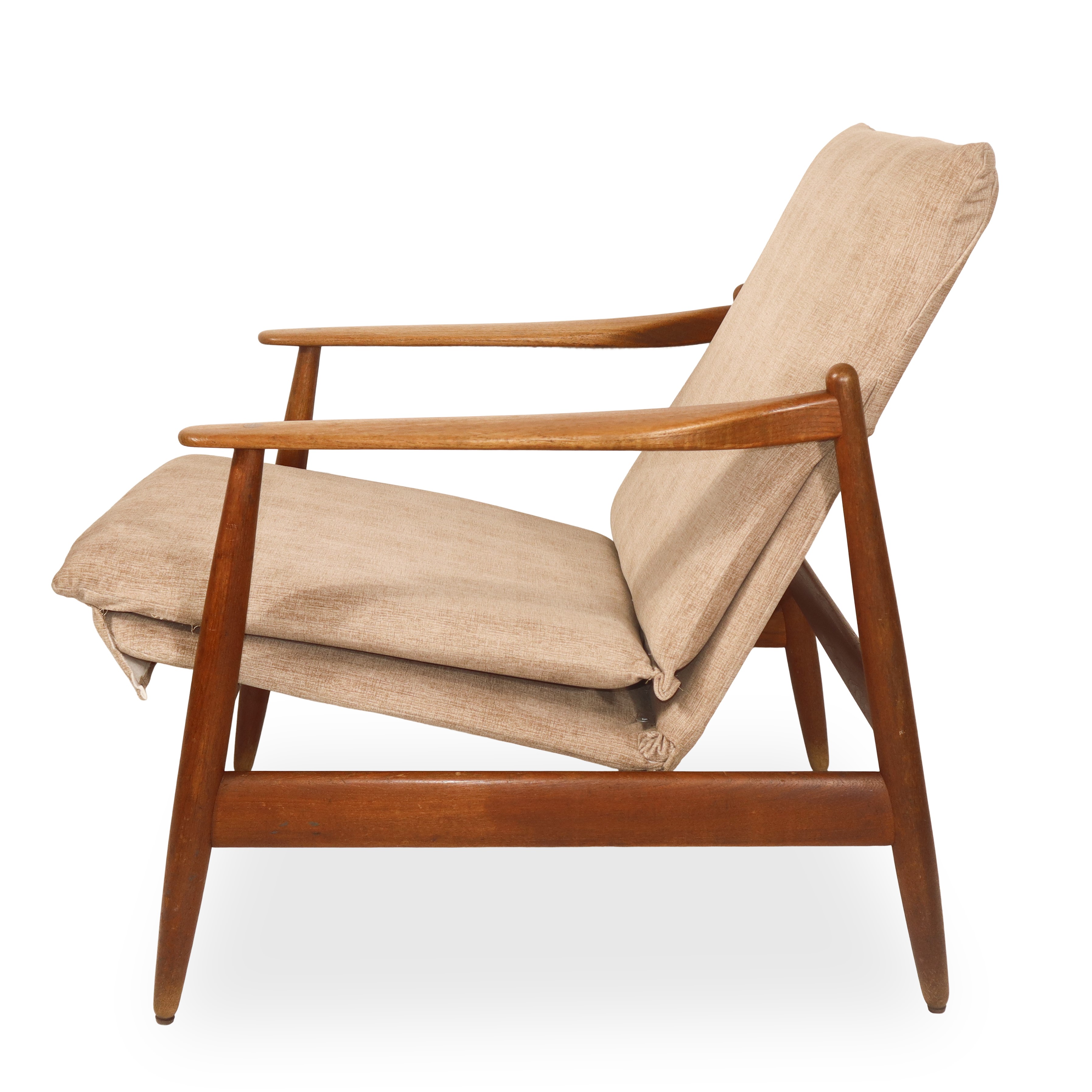 Coppia di poltrone danesi in lana e teak