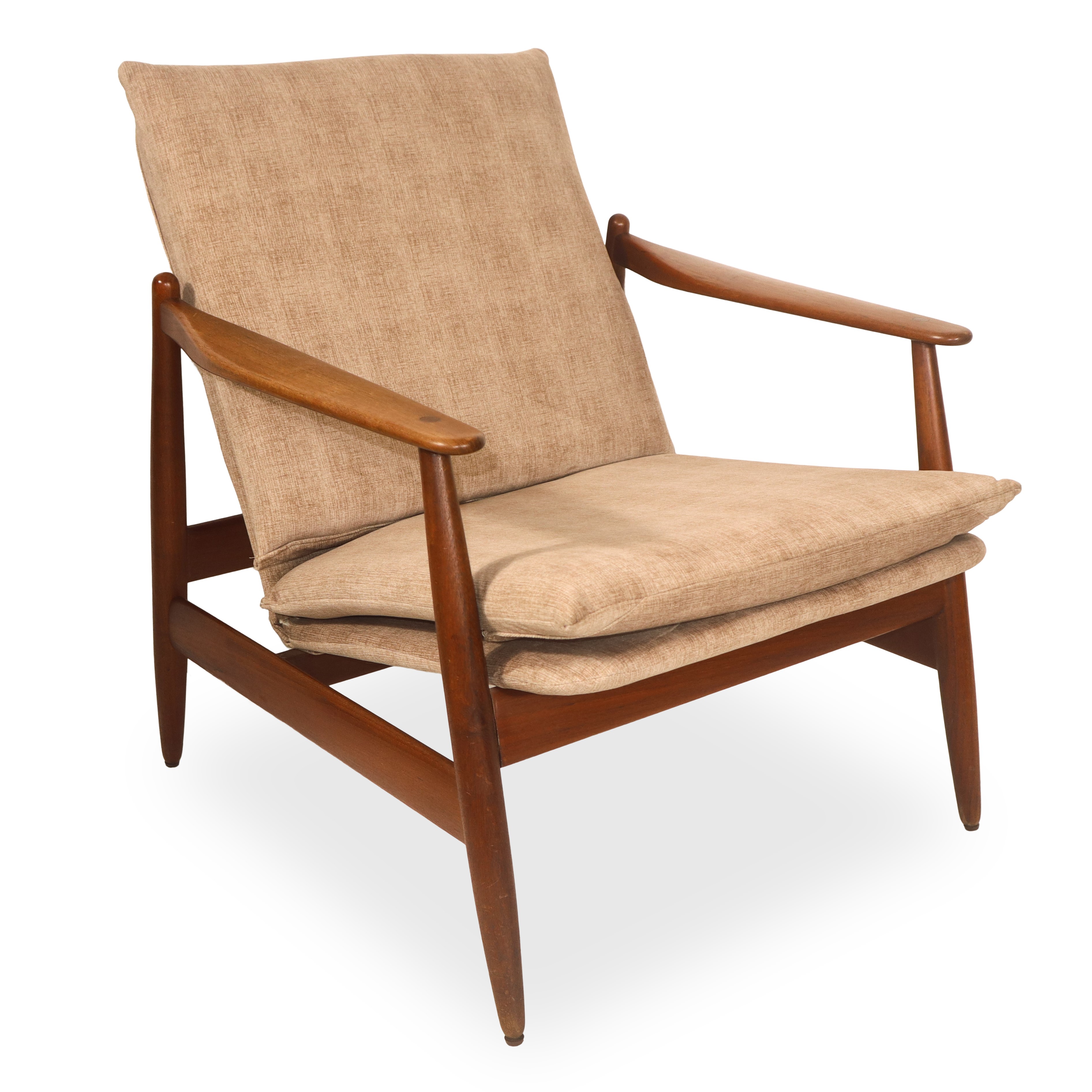 Coppia di poltrone danesi in lana e teak