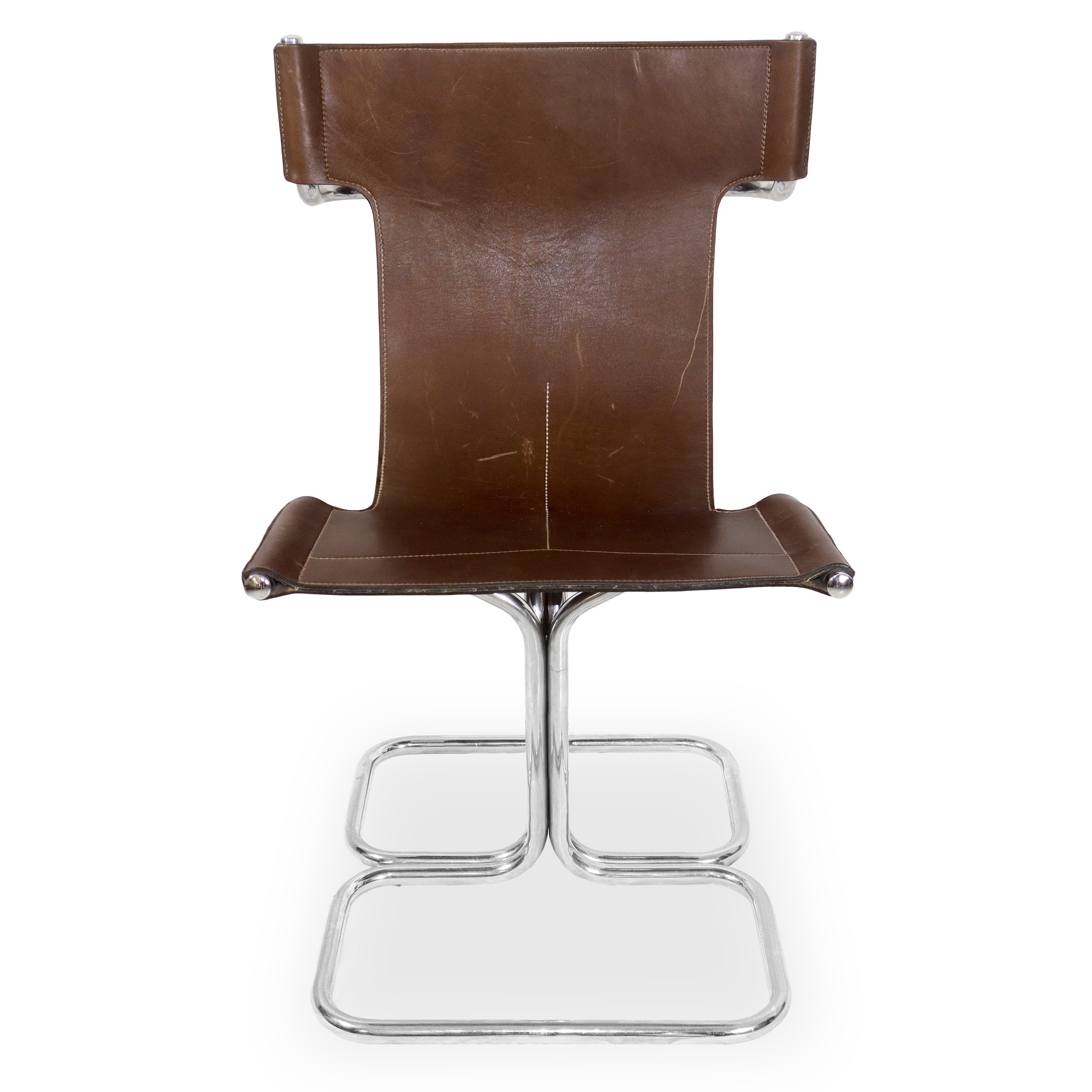 N°4 Sedie modello Topos in cuoio metallo cromato