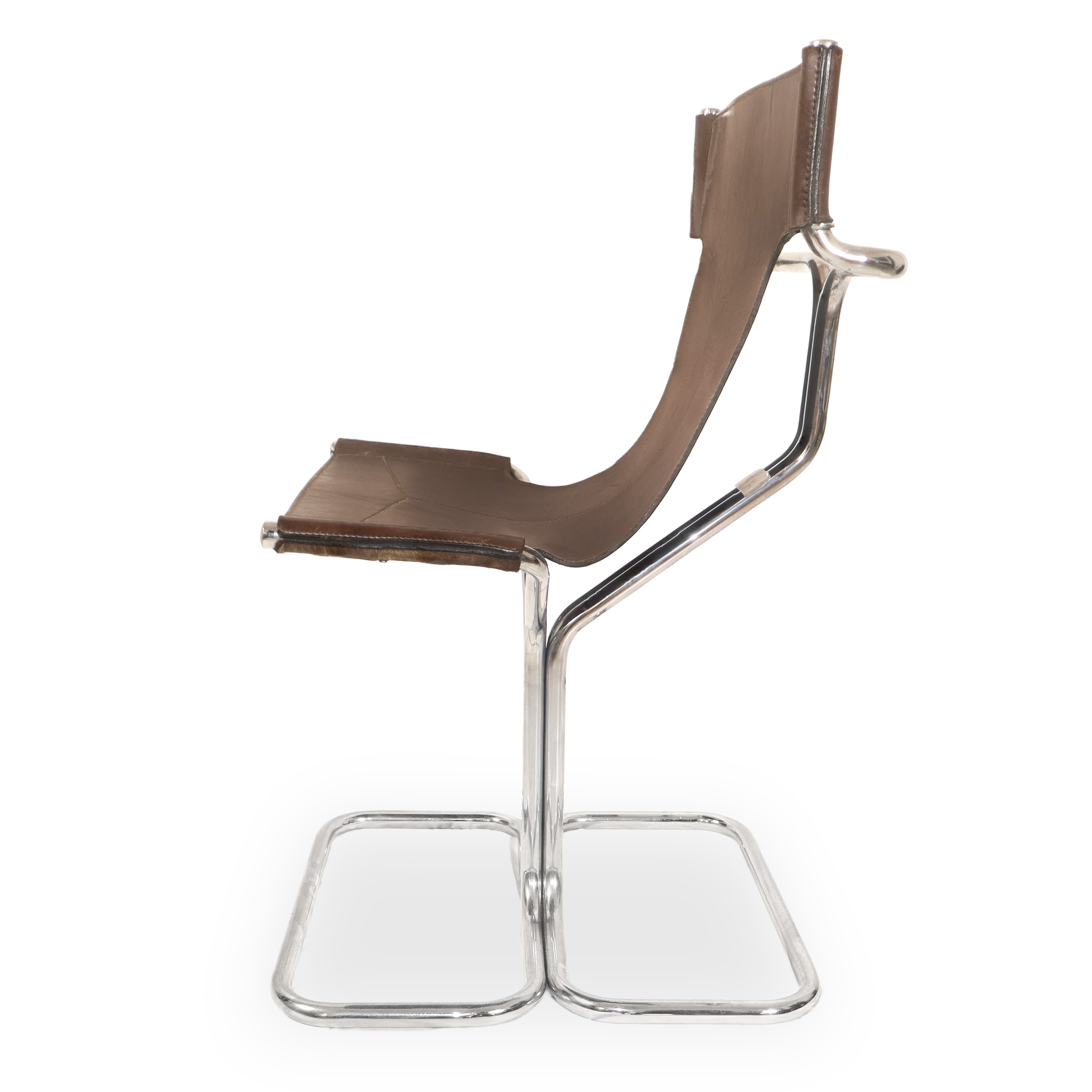 N°4 Sedie modello Topos in cuoio metallo cromato