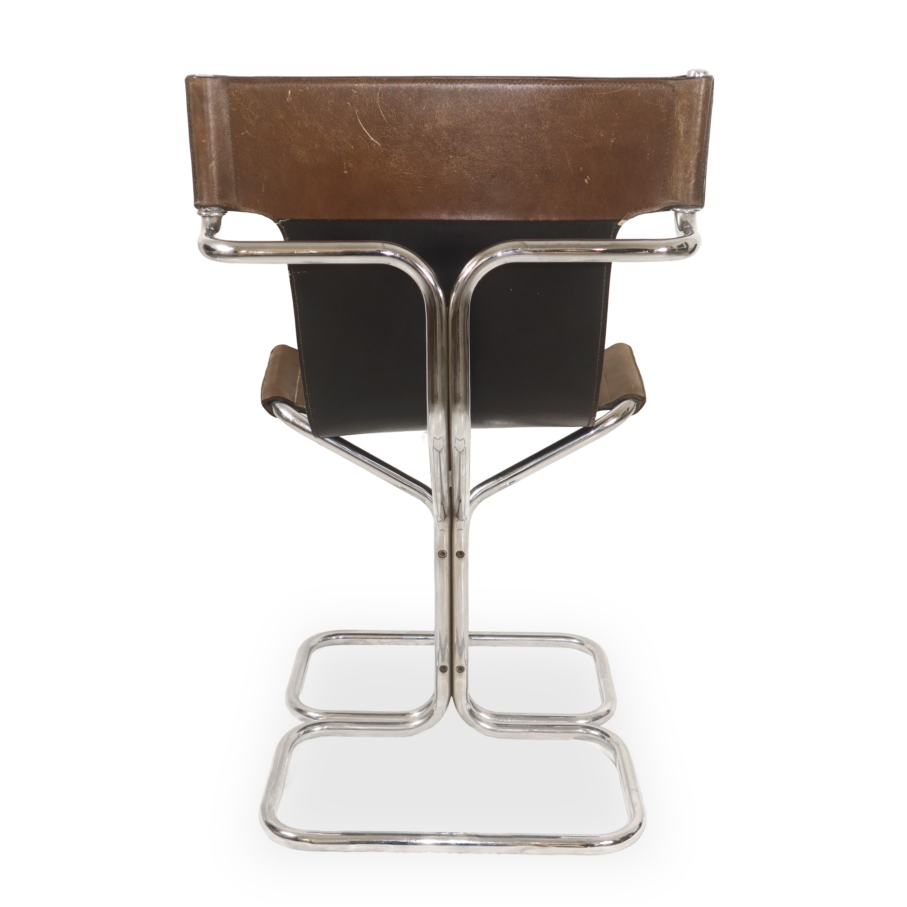 N°4 Sedie modello Topos in cuoio metallo cromato