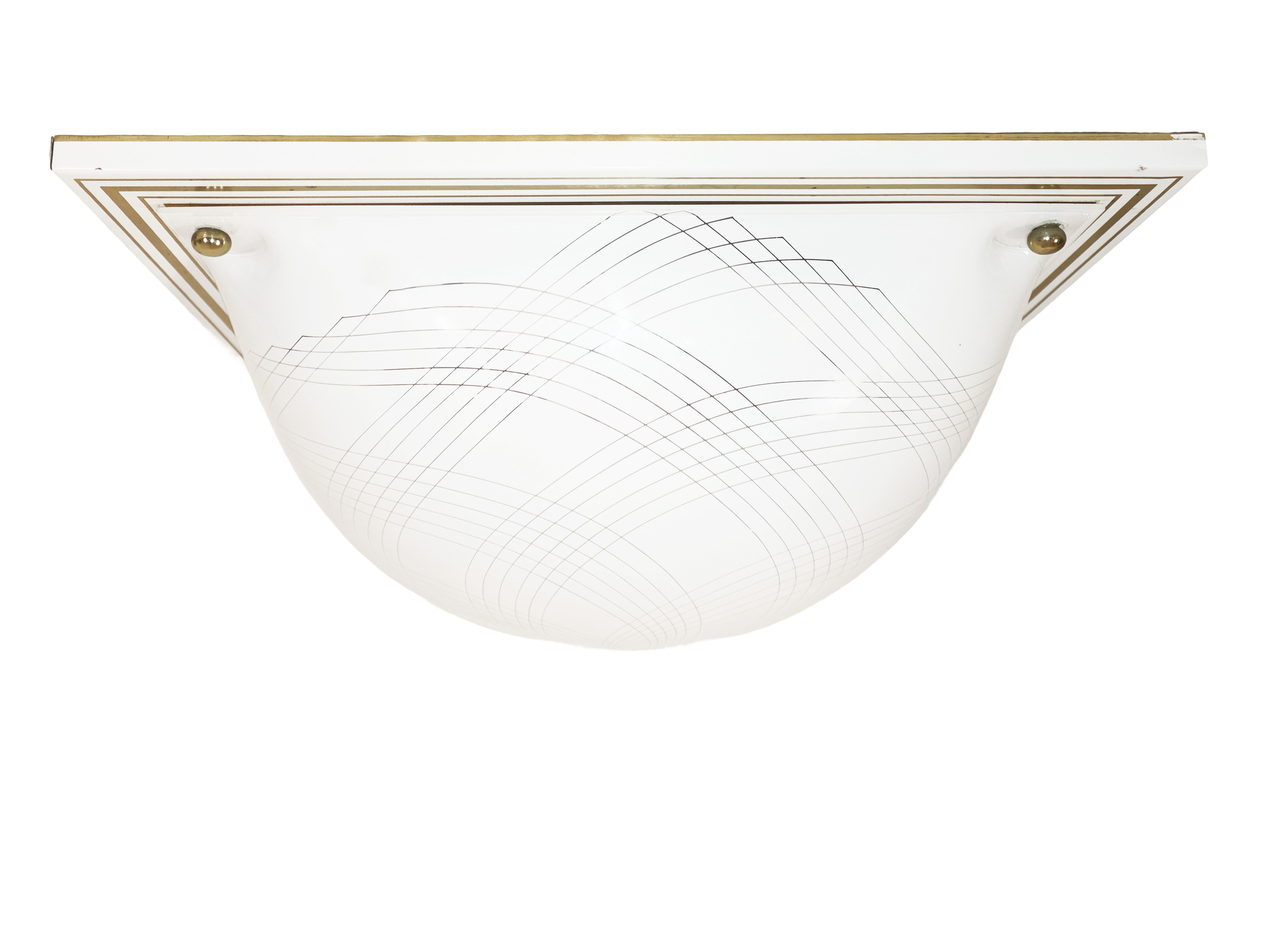 Coppia di plafoniere bianche con decori dorati