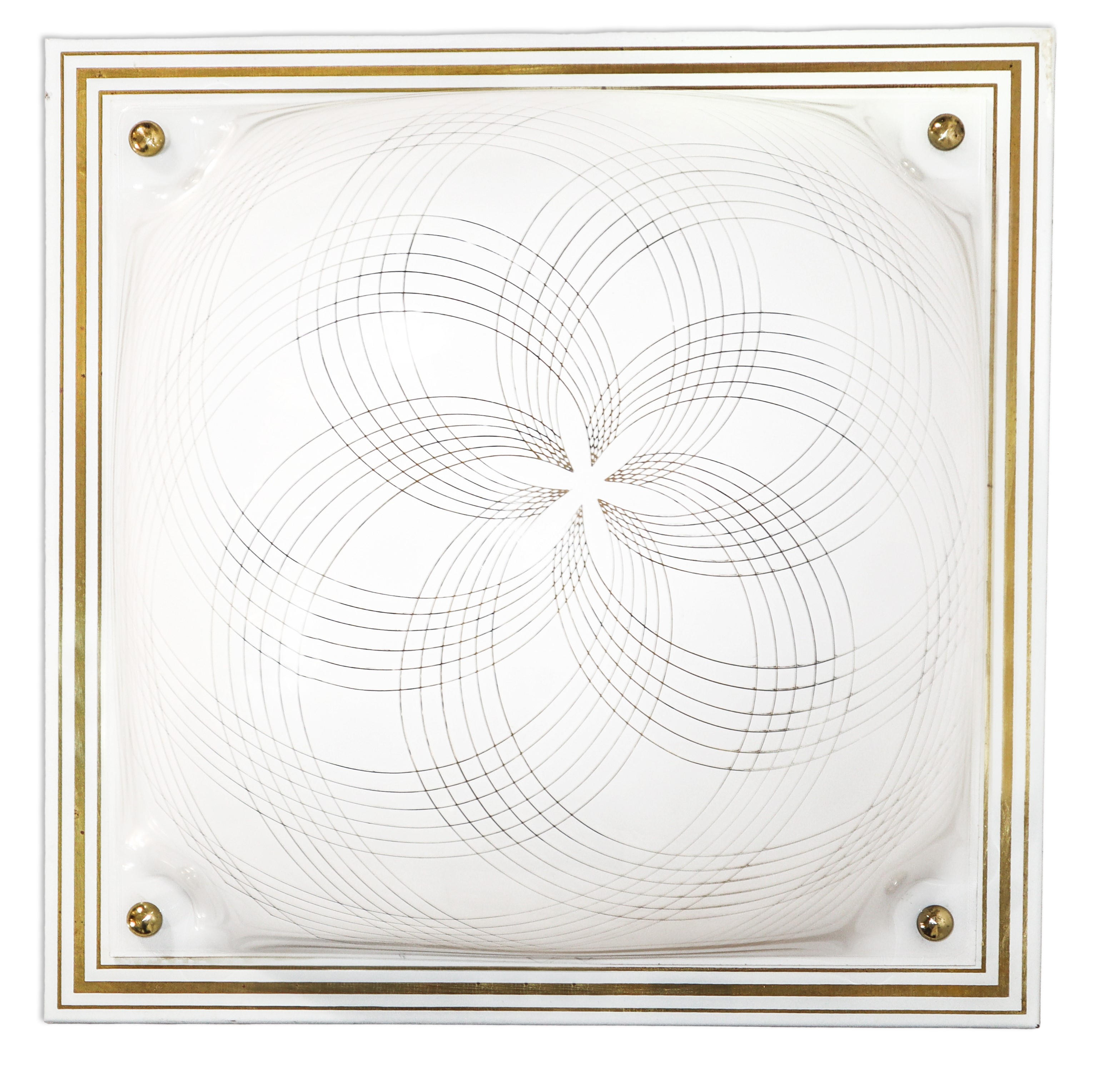 Coppia di plafoniere bianche con decori dorati