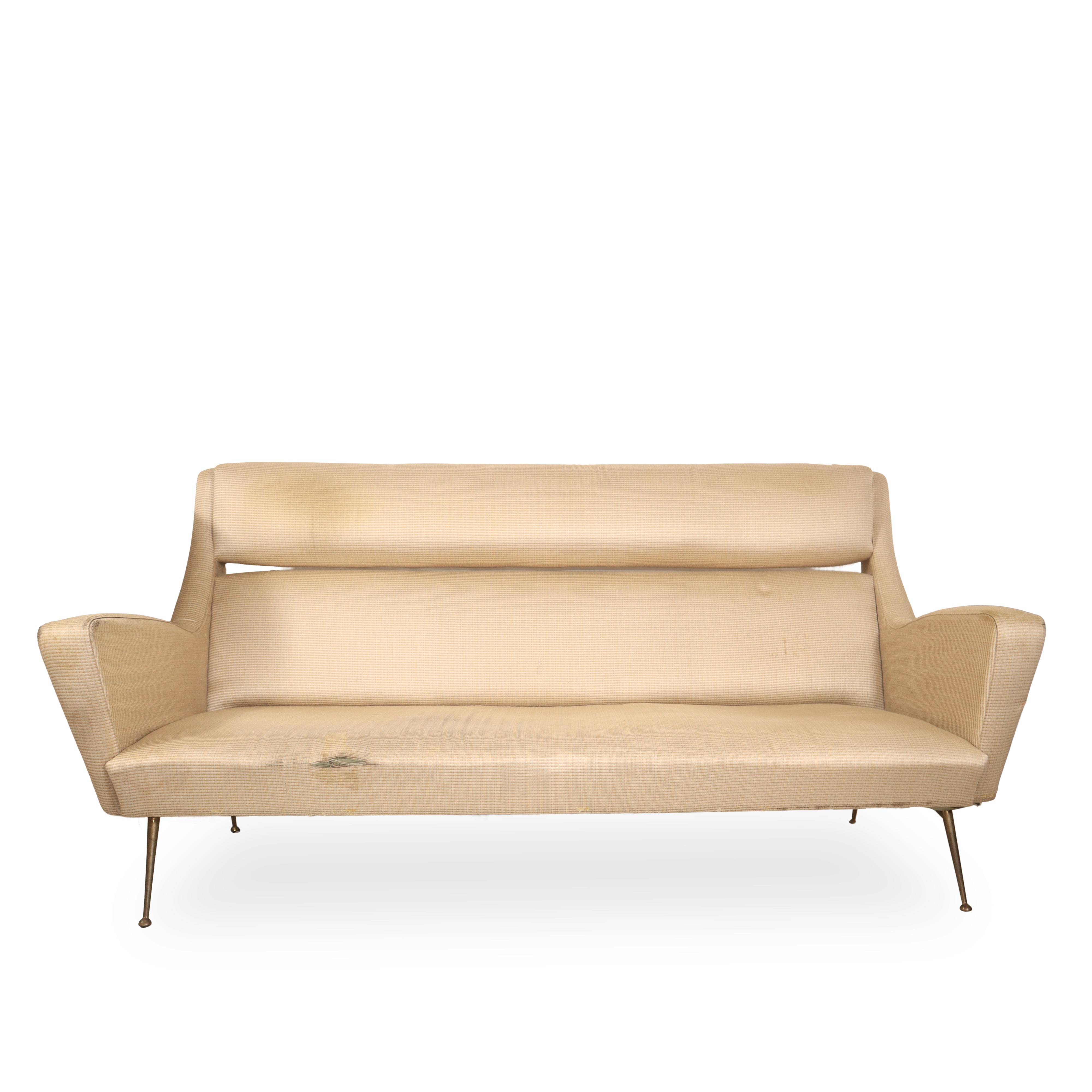 Salotto composto da coppia di poltrone e divano in tessuto beige