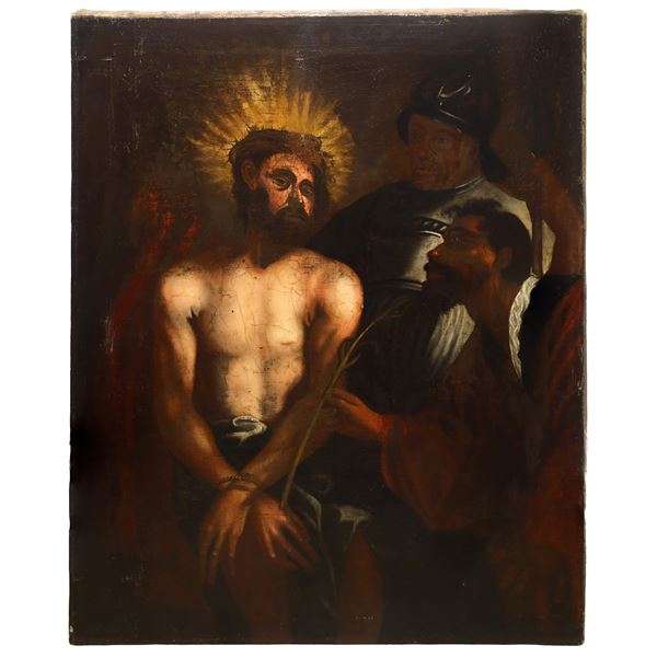 Christ with a crown of thorns, mocked by the crowd 