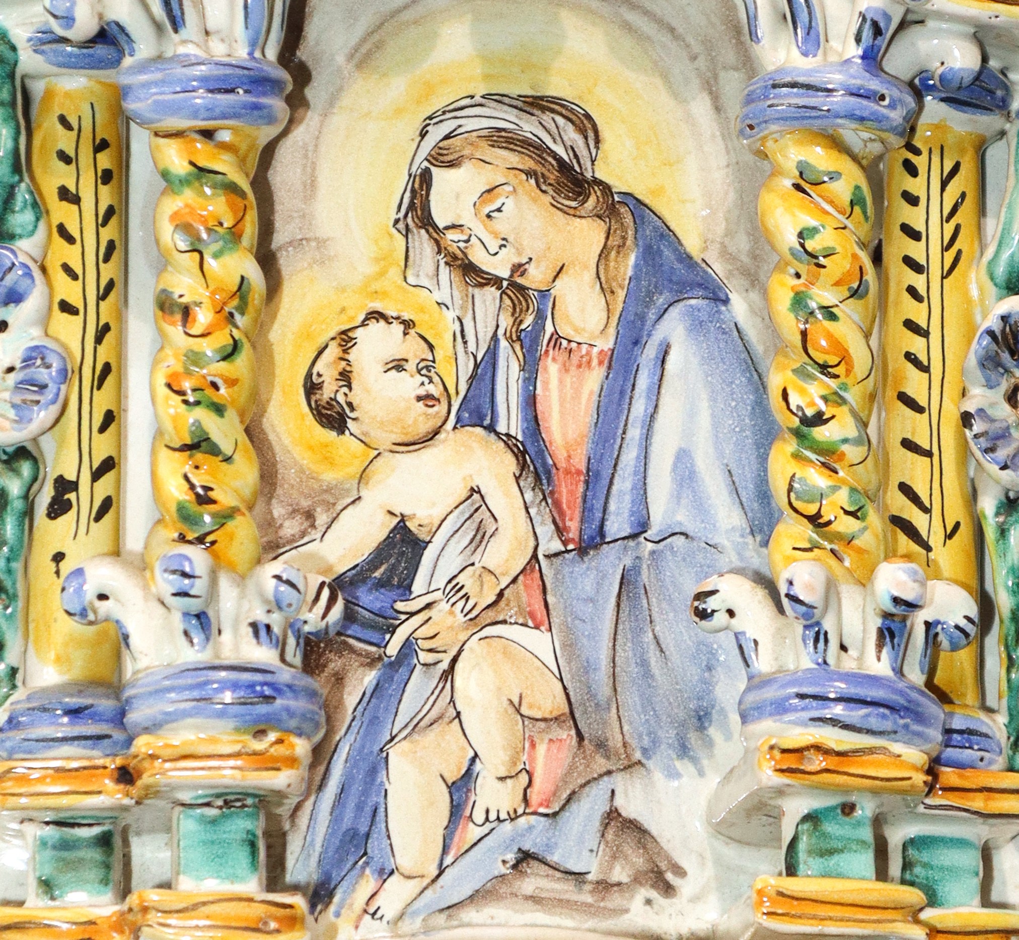 La Maga Ceramiche - Acquasantiera in Maiolica di Santo Stefano di Camastra