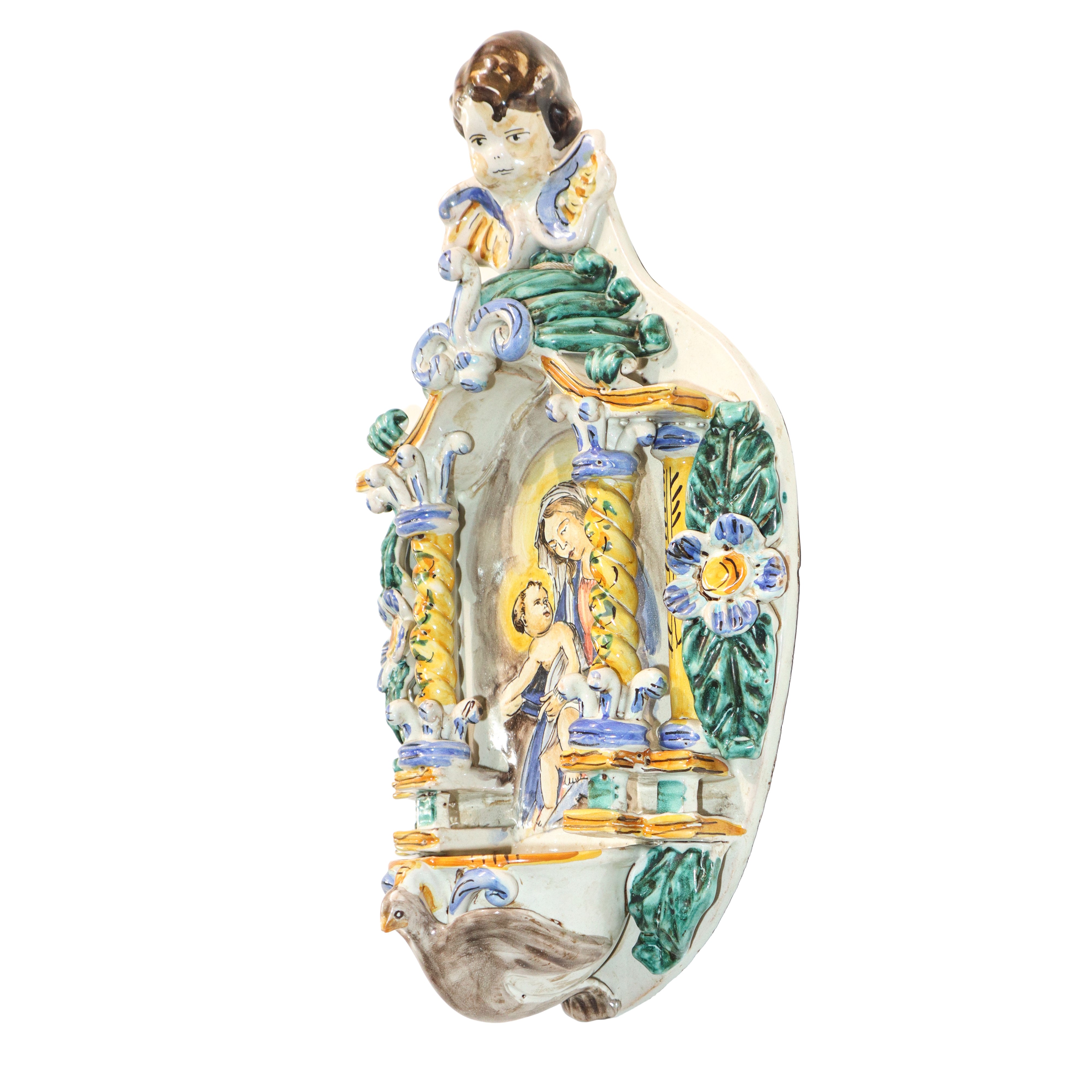 La Maga Ceramiche - Acquasantiera in Maiolica di Santo Stefano di Camastra