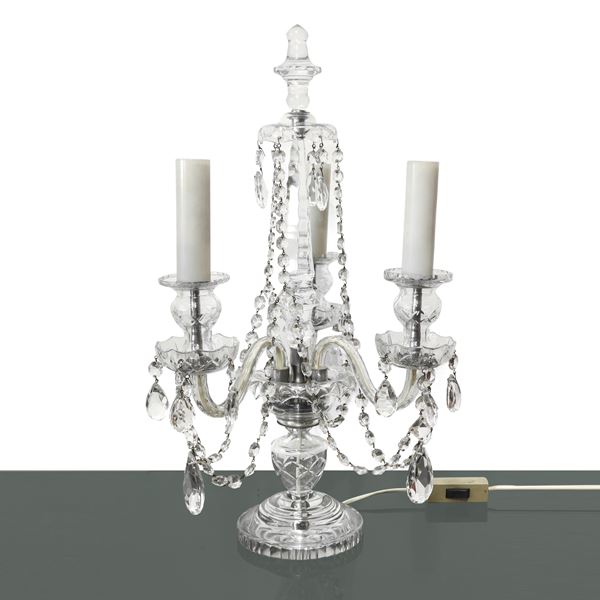 Flambeau a 3 luci in cristallo di Boemia