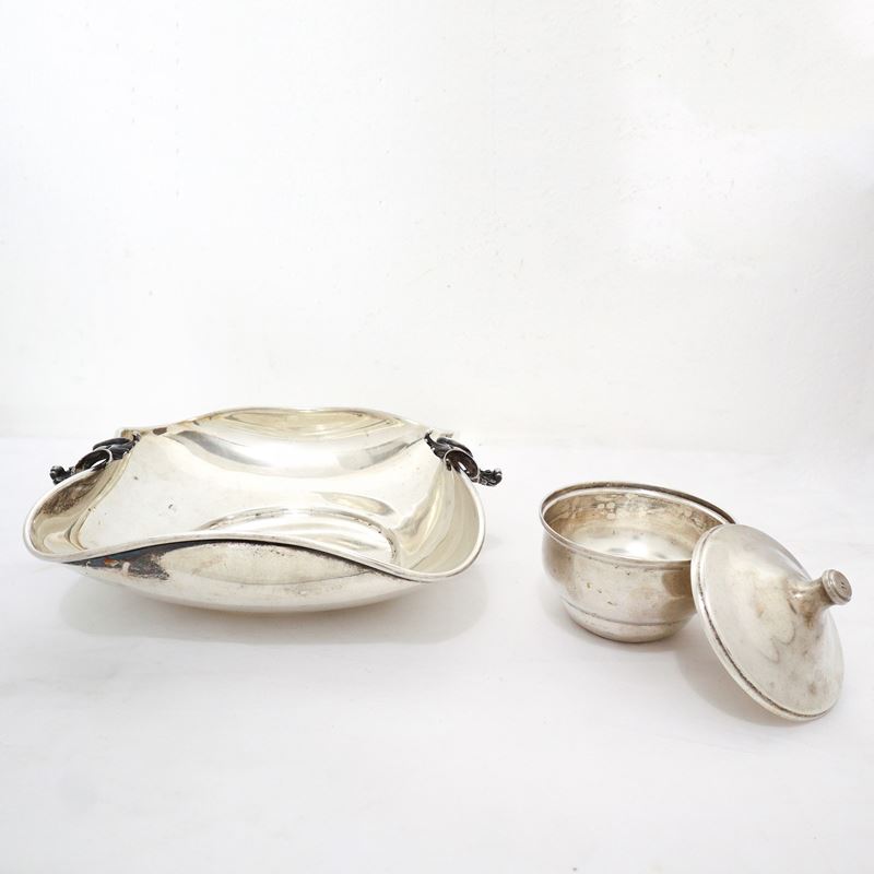 Zuccheriera e ciotola in argento 800