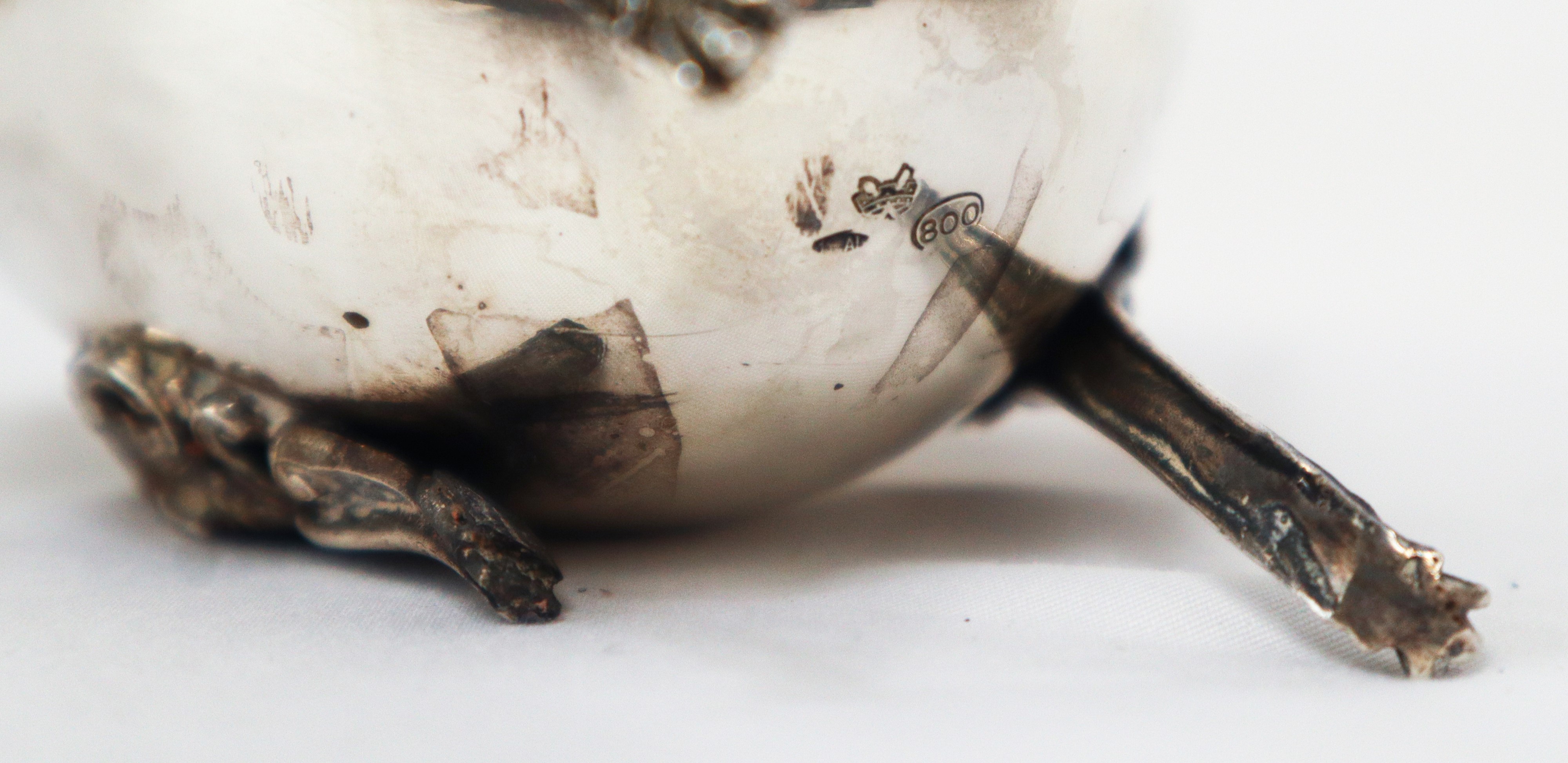 Gruppo di 3 argenti composto da zuccheriera, piattino e ciotolina