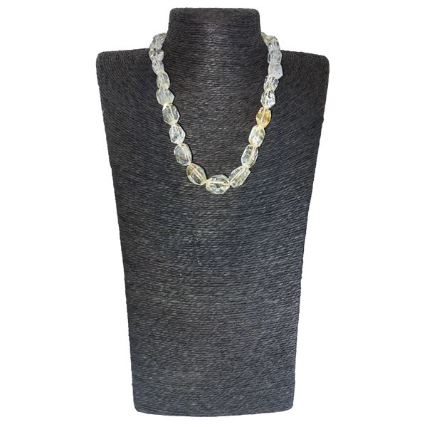 Collana in quarzo citrino sfaccettato con chiusura in argento