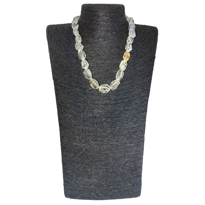 Collana in quarzo citrino sfaccettato con chiusura in argento