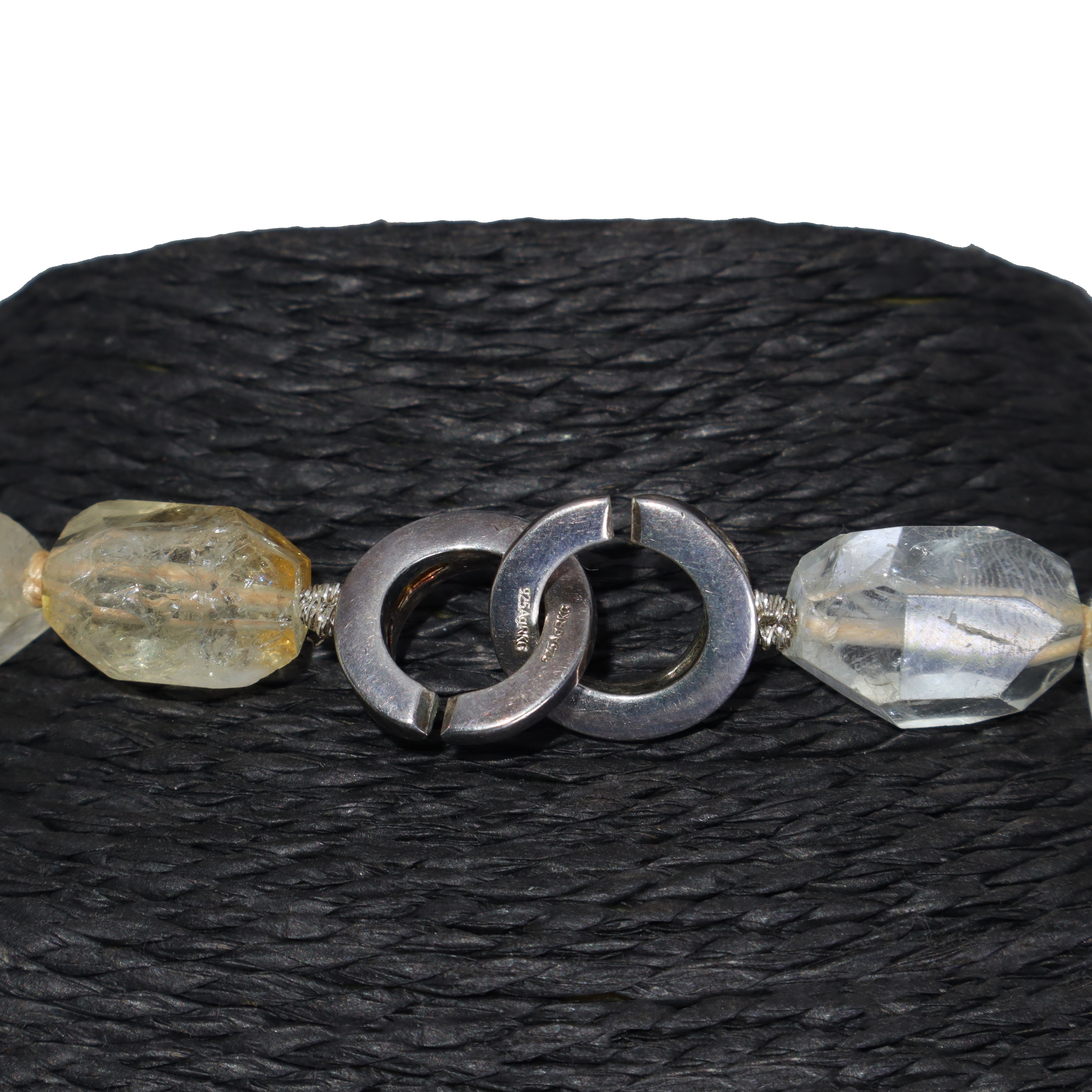 Collana in quarzo citrino sfaccettato con chiusura in argento