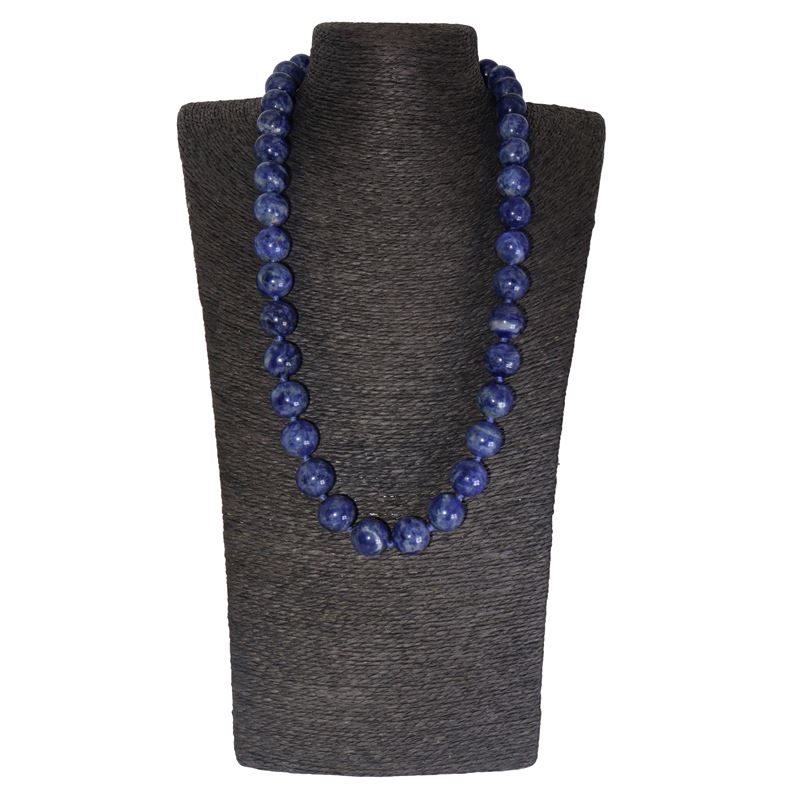 Collana ad un filo in sodalite con sfere lisce e chiusura in argento