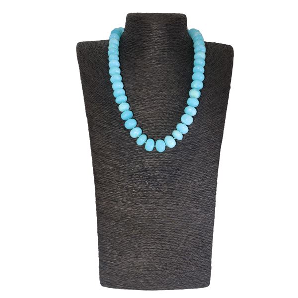 Collana ad un filo con rondelle di larimar azzurro