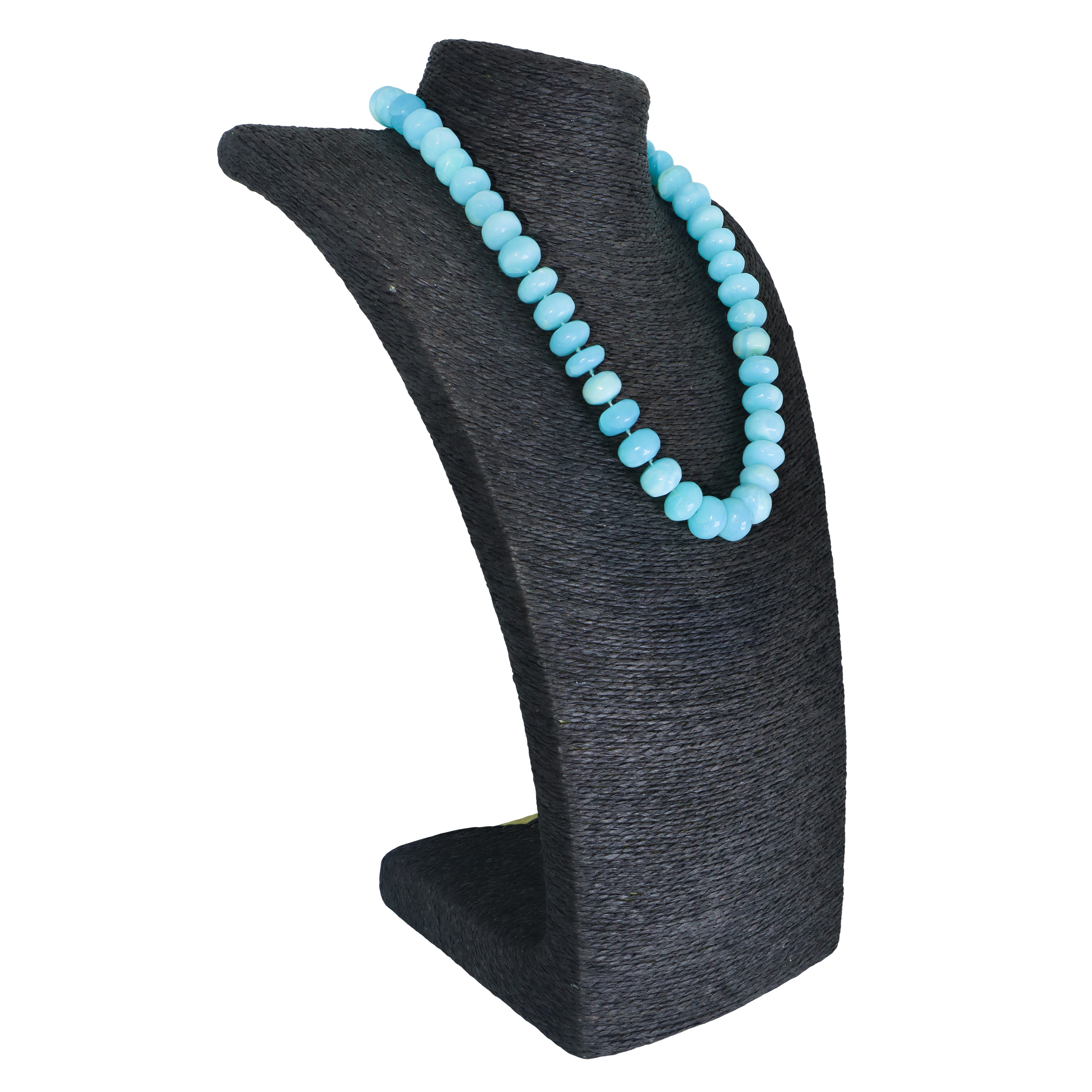 Collana ad un filo con rondelle di larimar azzurro