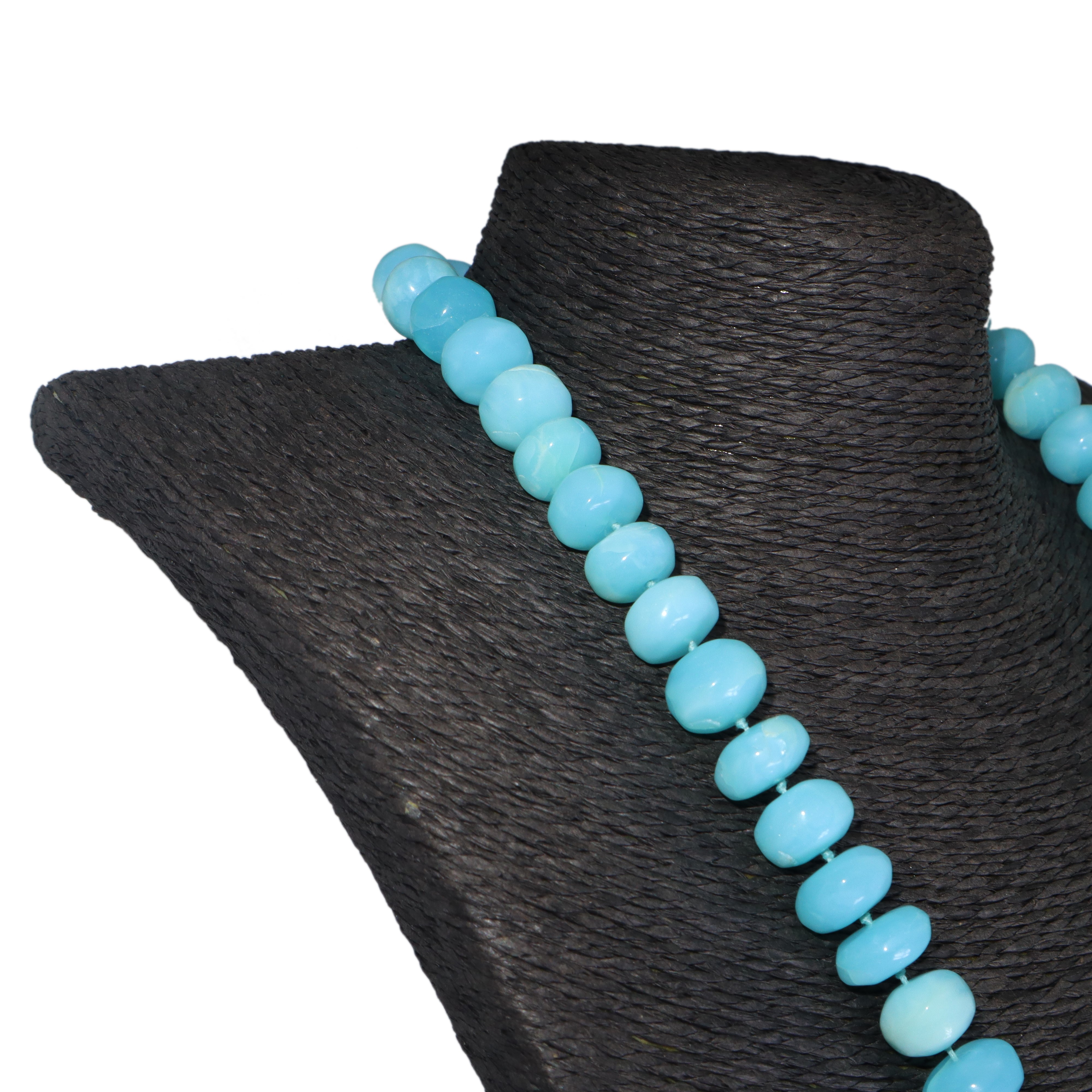 Collana ad un filo con rondelle di larimar azzurro