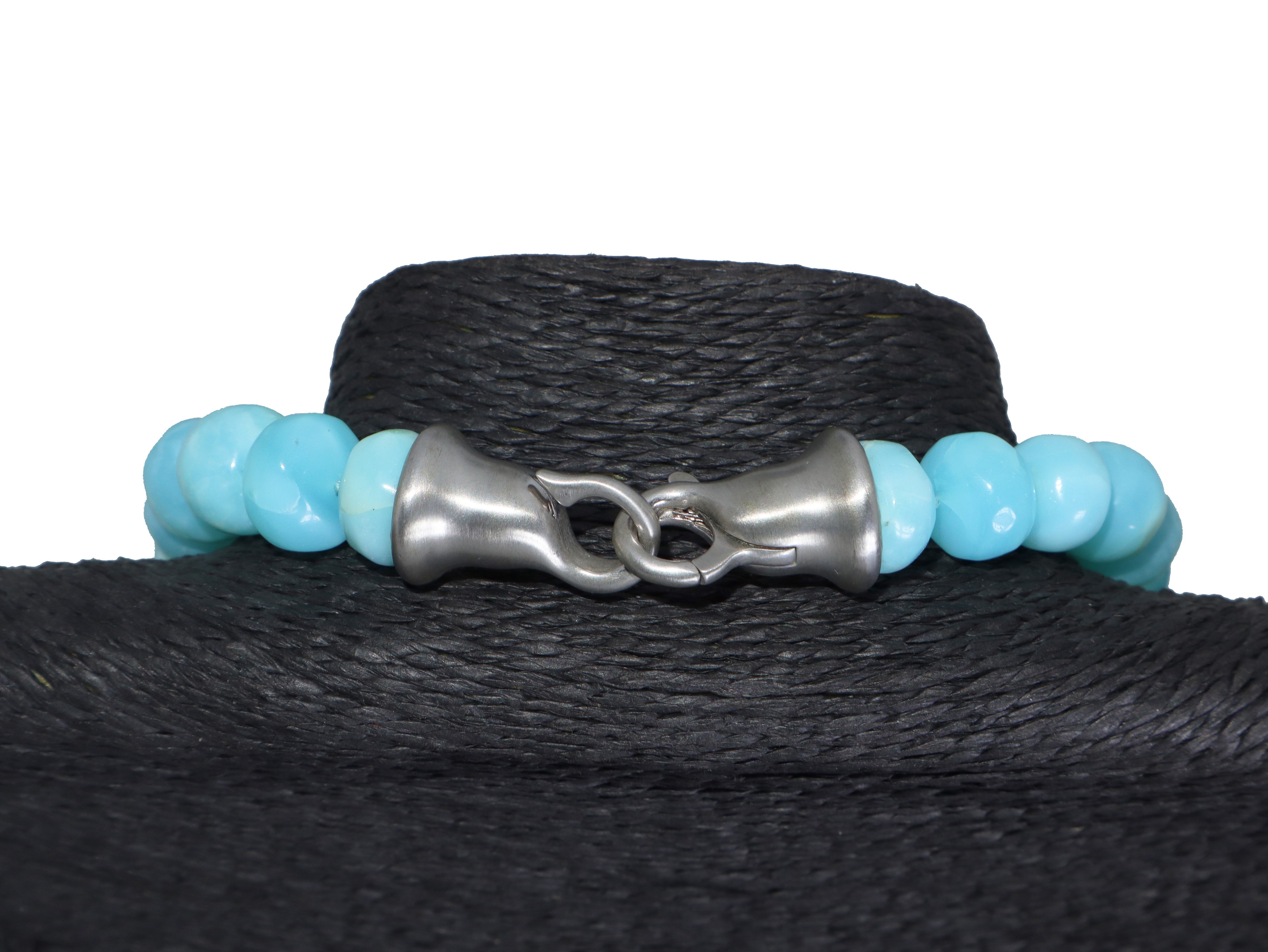 Collana ad un filo con rondelle di larimar azzurro