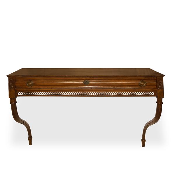 Consolle da muro con sottocassetto a ringhierina