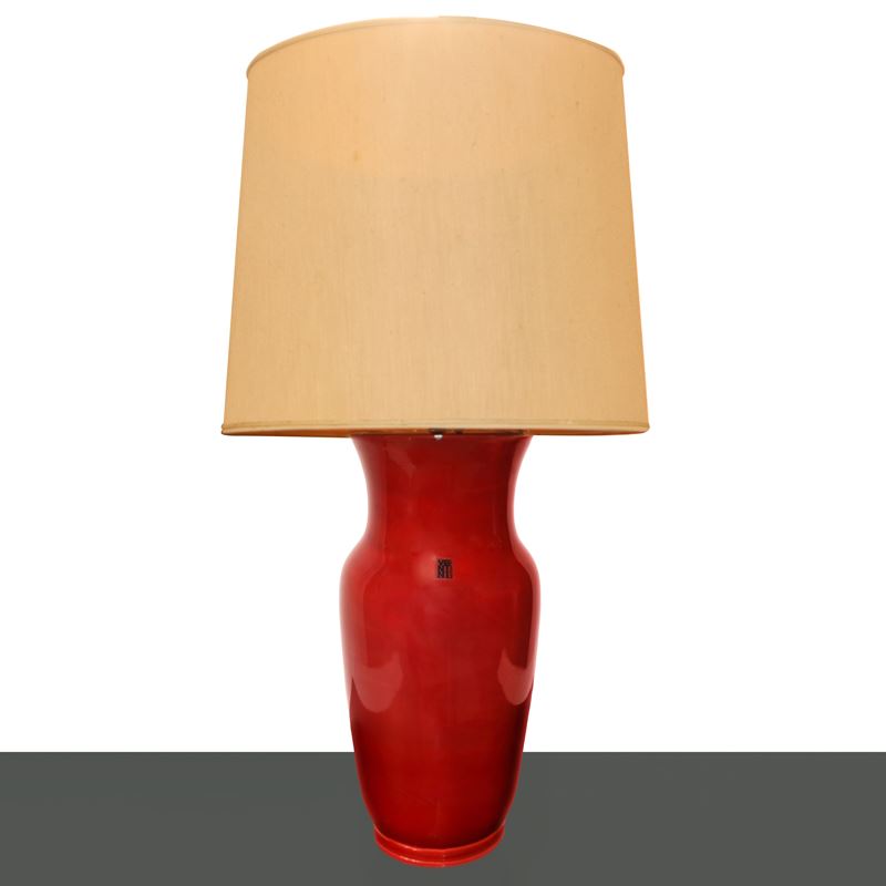 Lampada da Tavolo con Vaso Venini in Vetro di Murano