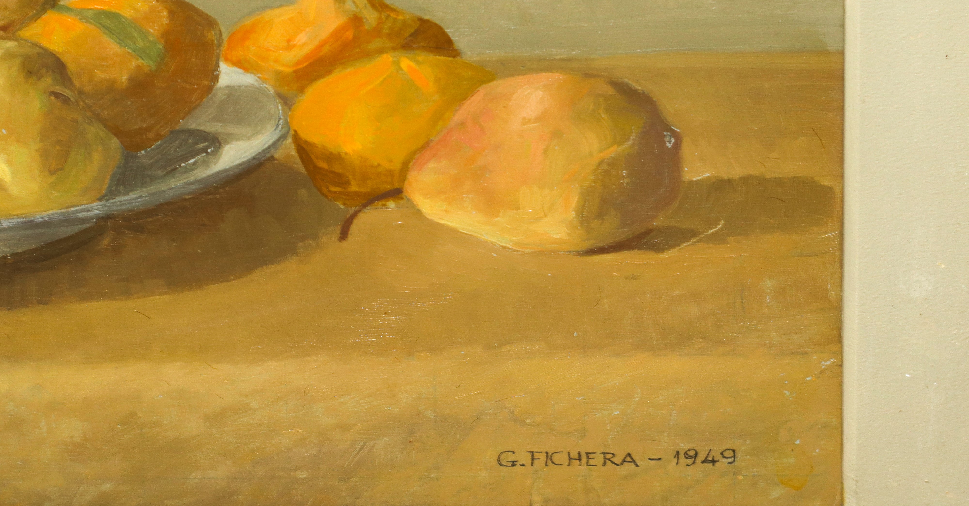 Giovanni Fichera Detto Occhiolà - Natura morta di frutti, olio su compensato