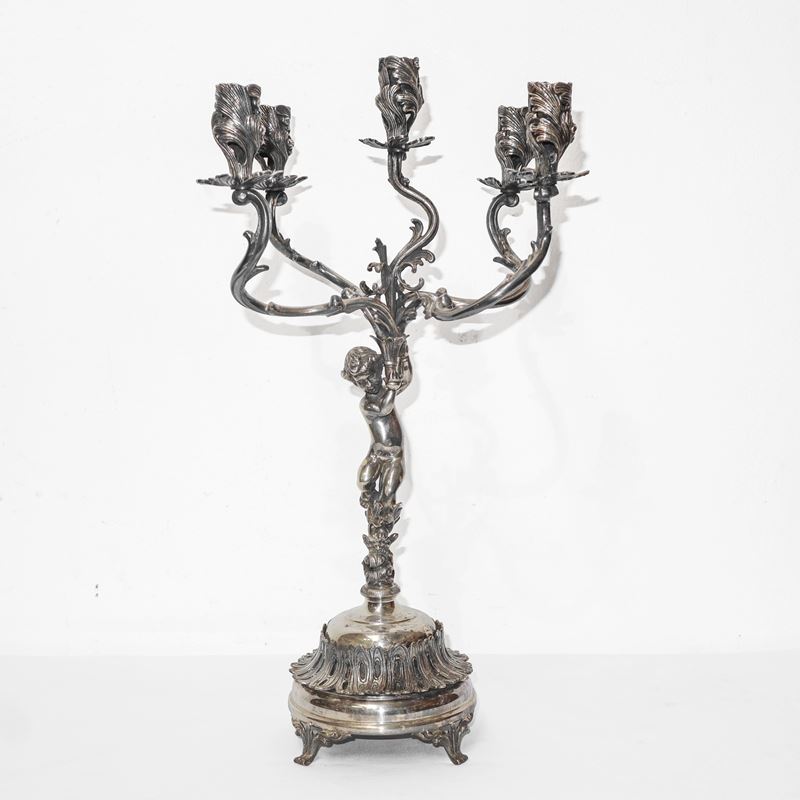 Candelabro a 5 fiamme in argento 800