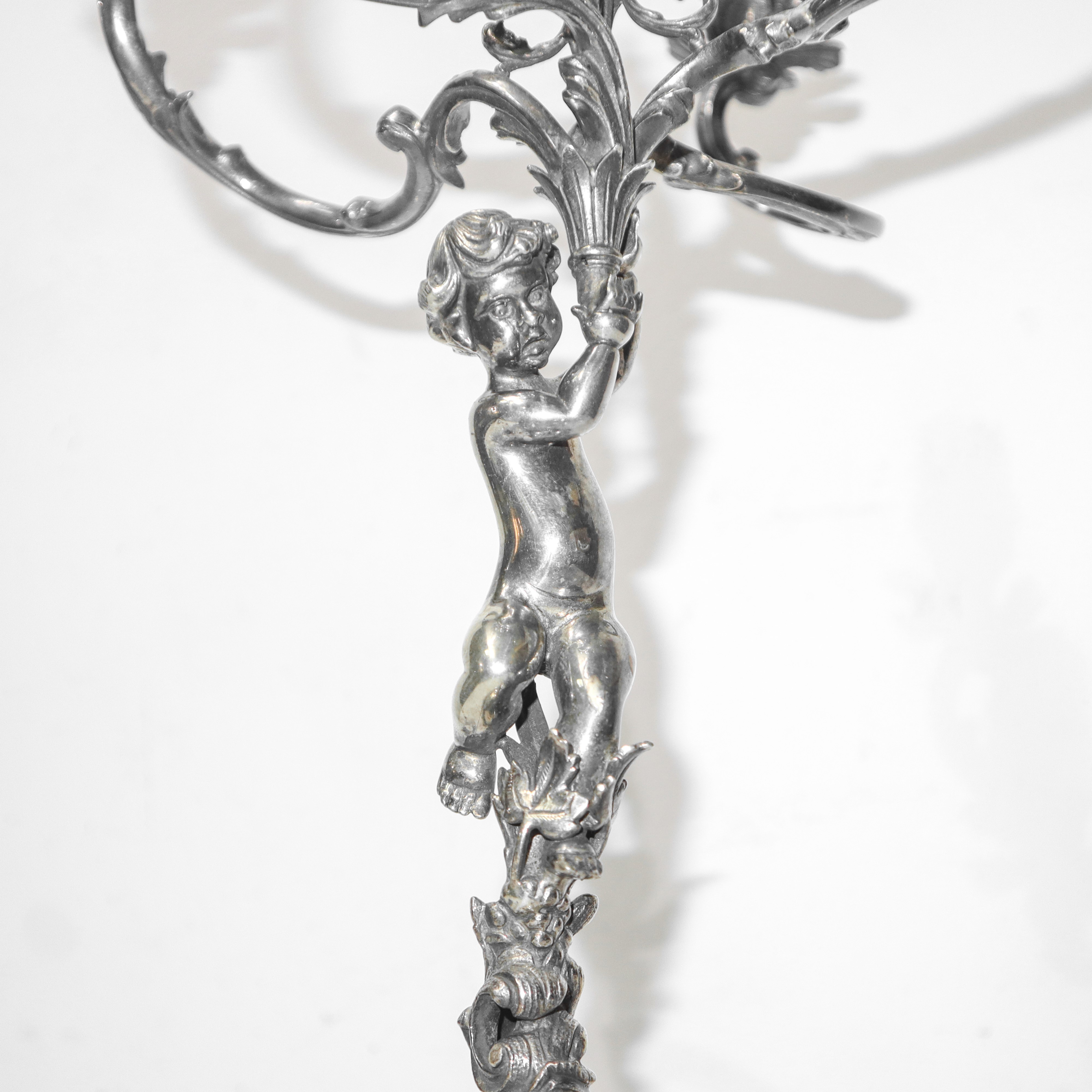 Candelabro a 5 fiamme in argento 800