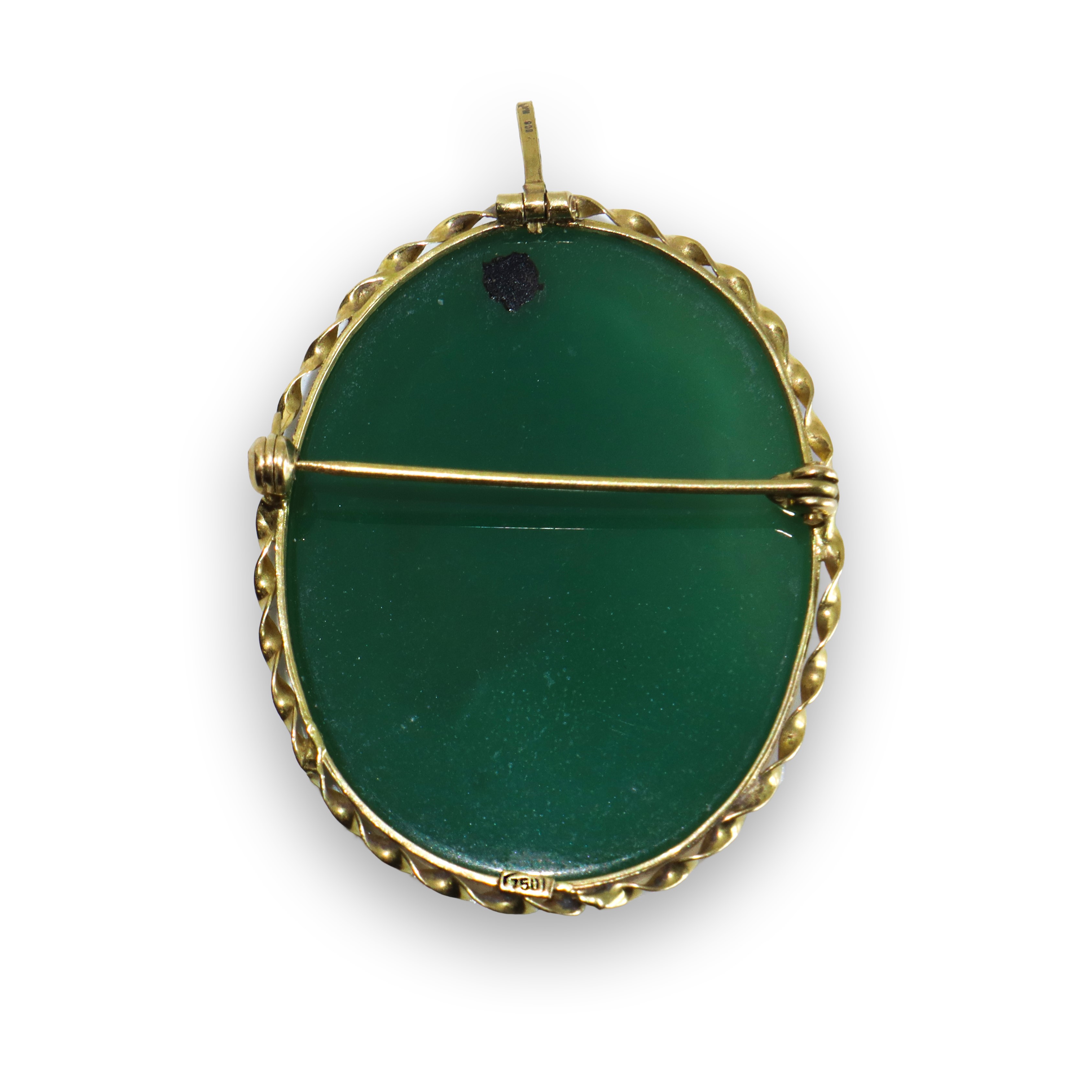 Spilla/pendentif in oro giallo con cameo su agata